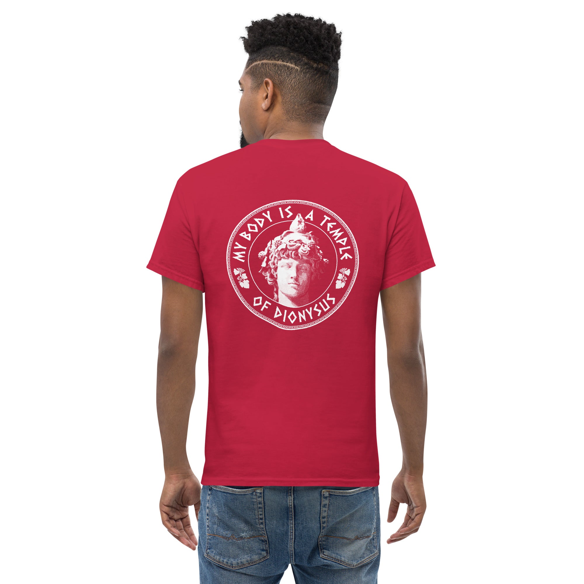 My Body Is A Temple Of Dionysos - Back Print - Unisex Classic T-Shirt - The Philosopher's Shirt