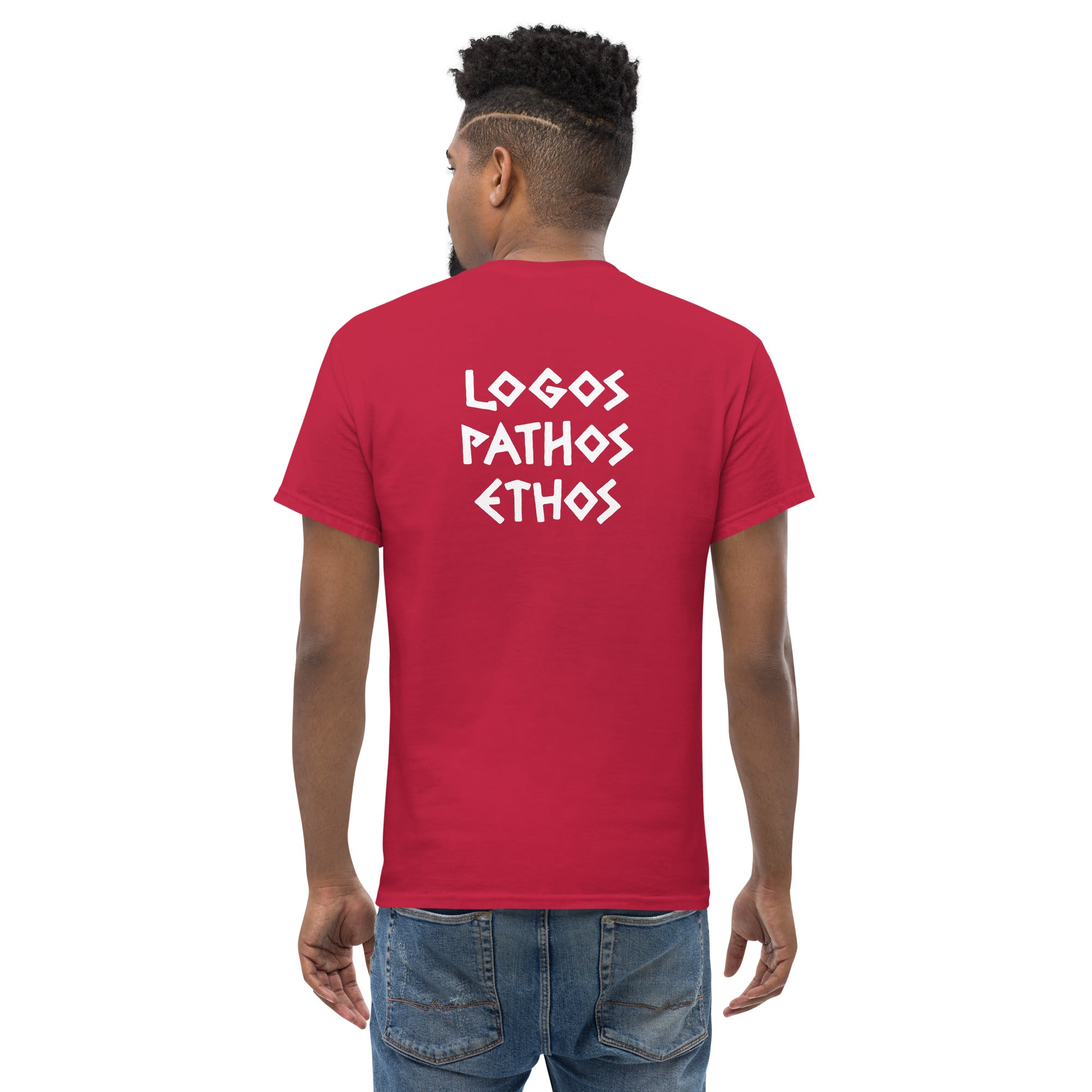 Logos Pathos Ethos - Back Print - Unisex Classic T-Shirt - The Philosopher's Shirt