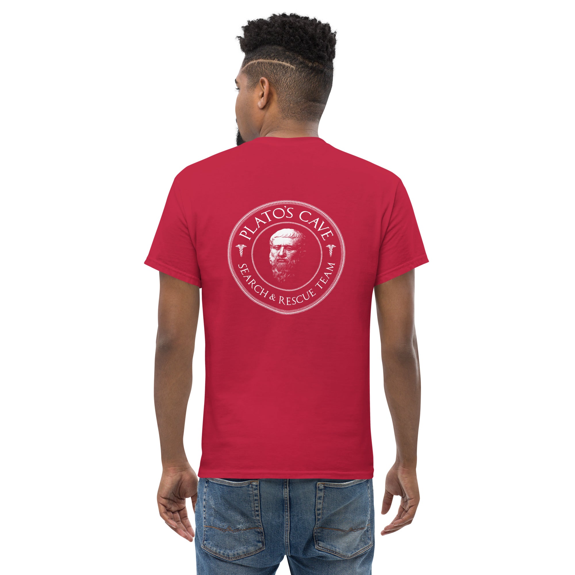 Plato's Cave: Search & Rescue Team - Back Print - Unisex Classic T-Shirt - The Philosopher's Shirt