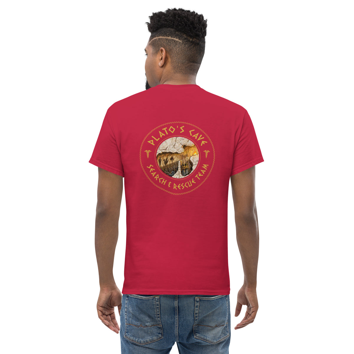 Plato's Cave: Search & Rescue Team - Meme Edition - Back Print - Unisex Classic T-Shirt - The Philosopher's Shirt