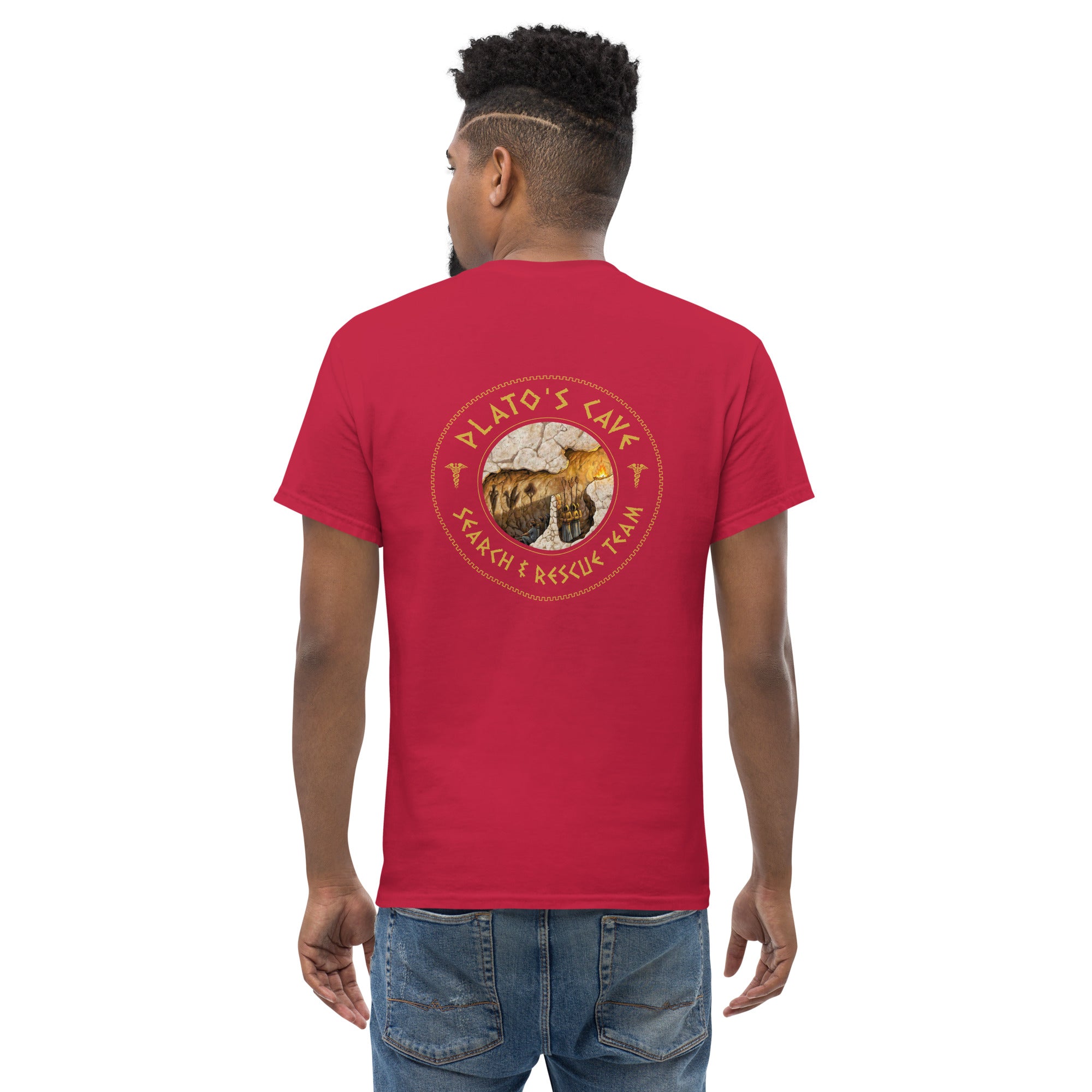 Plato's Cave: Search & Rescue Team - Meme Edition - Back Print - Unisex Classic T-Shirt - The Philosopher's Shirt