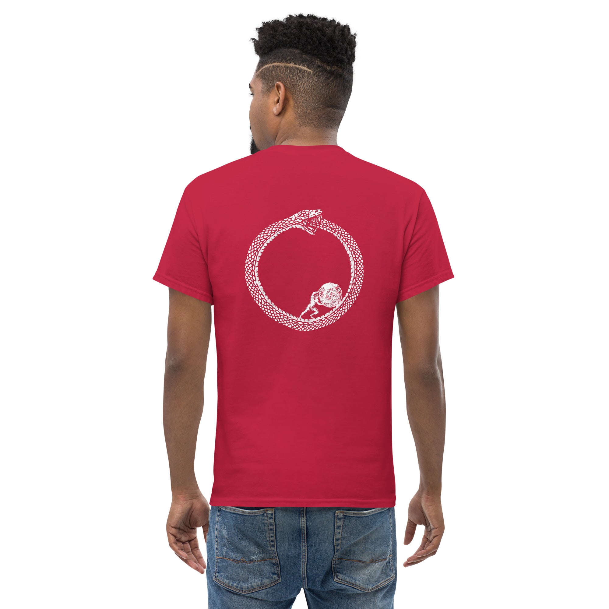 Sisyphus in Ouroboros - Back Print - Unisex Classic T-Shirt - The Philosopher's Shirt
