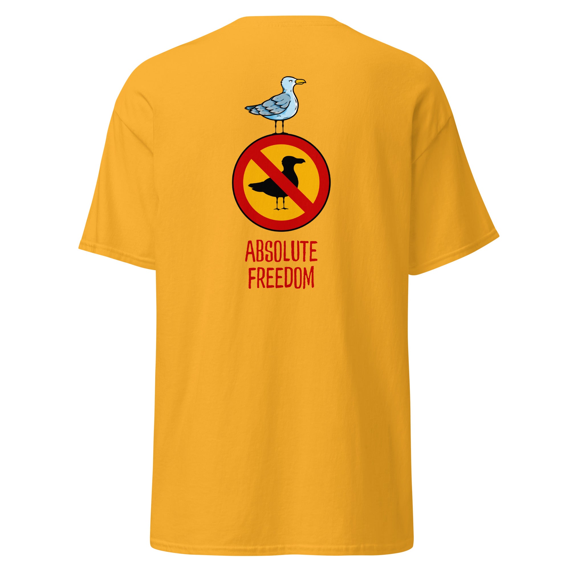 Sartre - Absolute Freedom Seagull - Back Print - Unisex Classic T-Shirt - The Philosopher's Shirt
