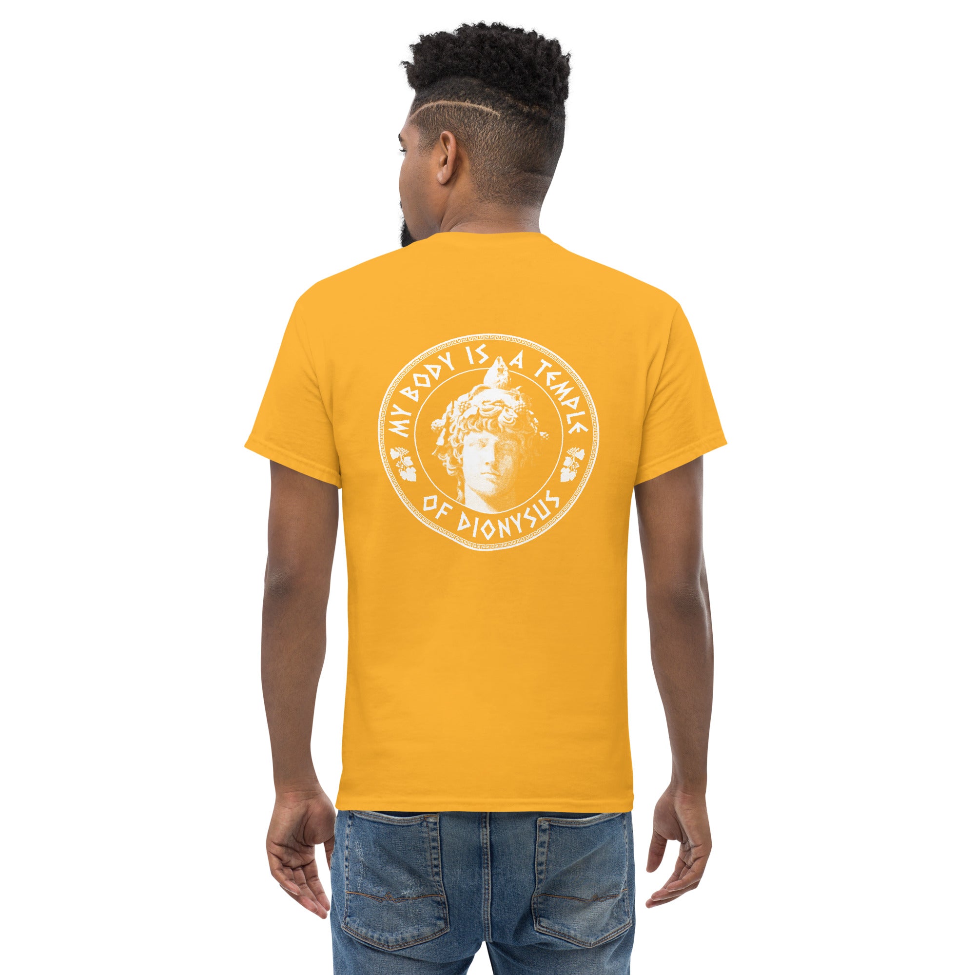 My Body Is A Temple Of Dionysos - Back Print - Unisex Classic T-Shirt - The Philosopher's Shirt