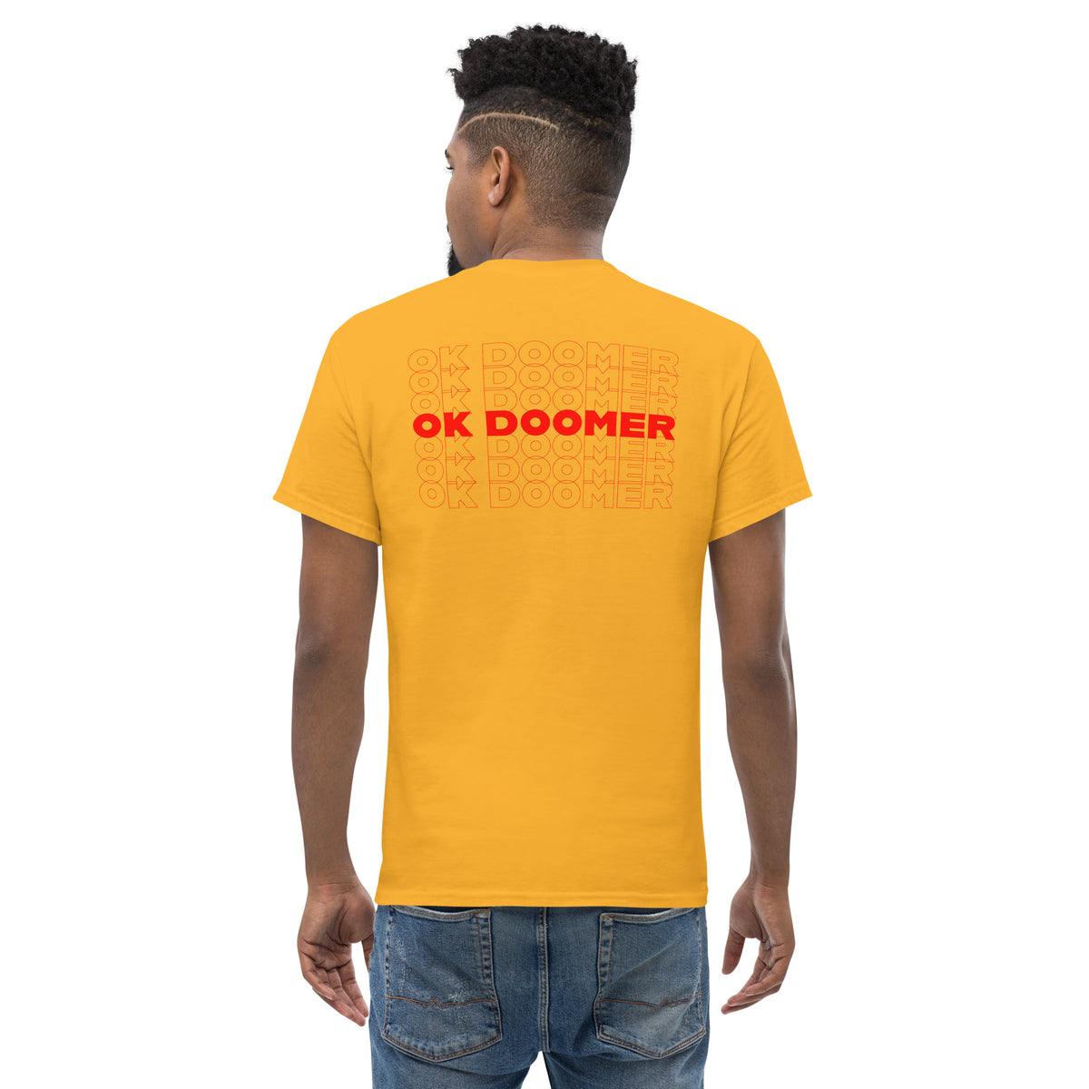 OK DOOMER - Back Print - Unisex Classic T-Shirt - The Philosopher's Shirt