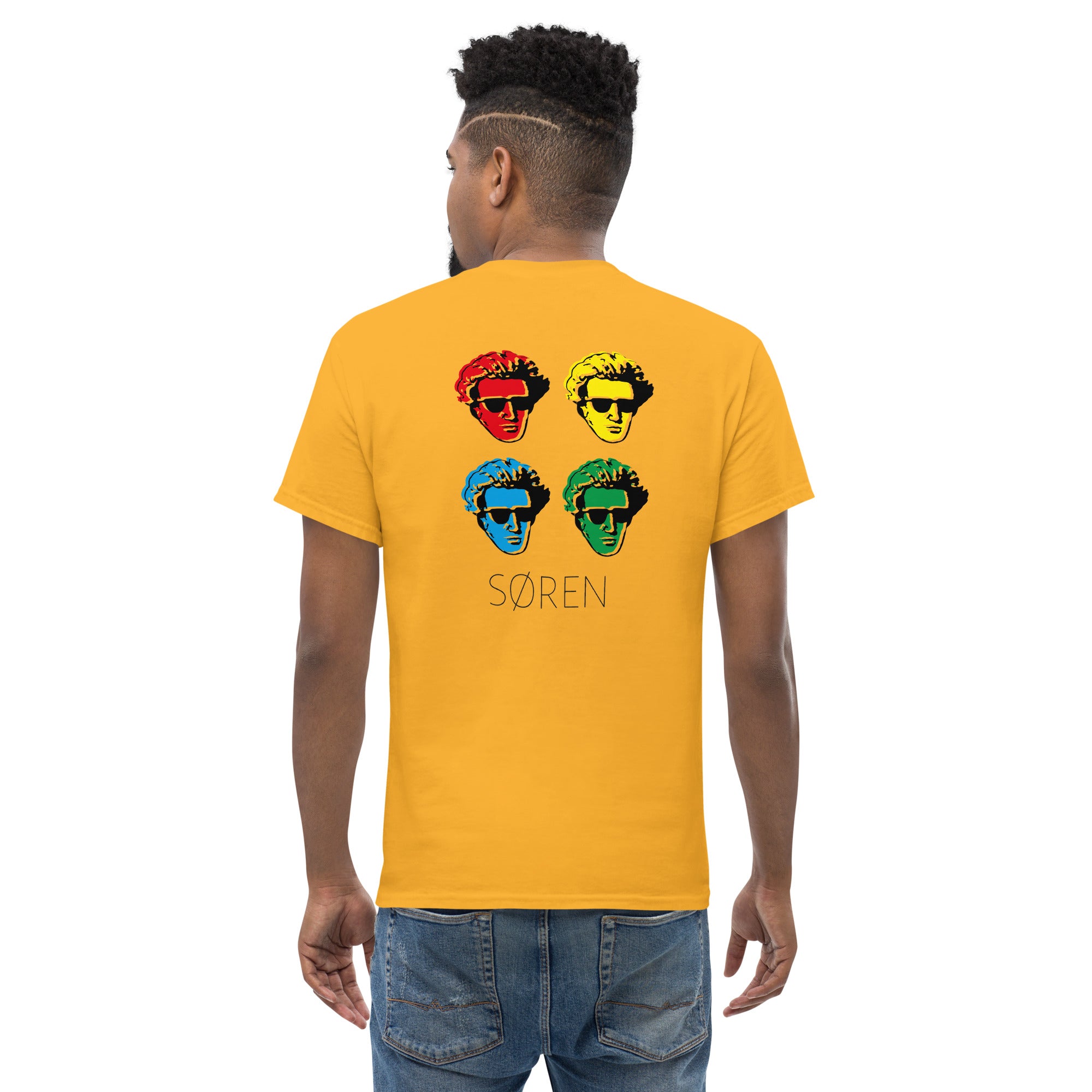 Soeren Kierkegaard Pop Art - Back Print - Unisex Classic T-Shirt - The Philosopher's Shirt
