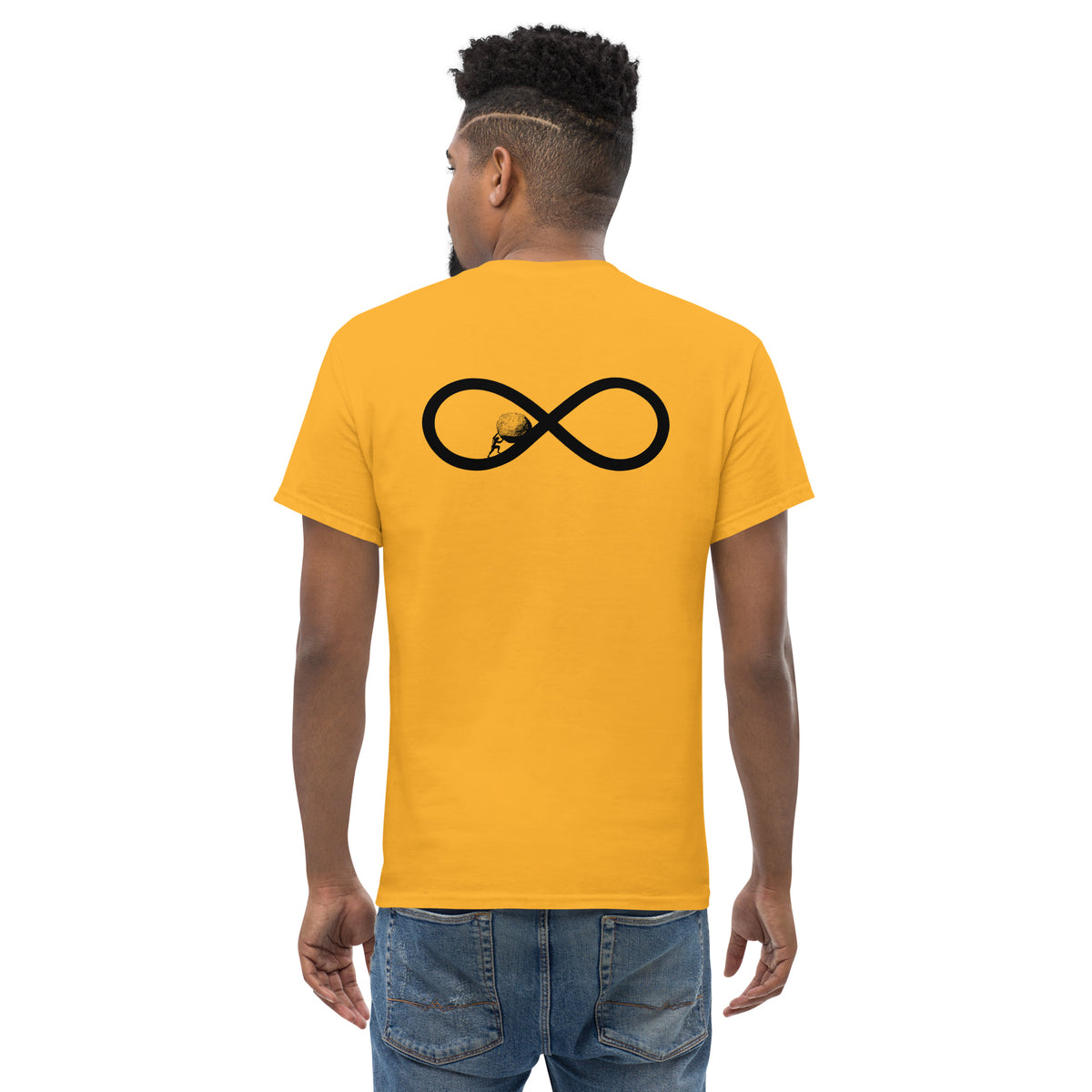 Sisyphus bis ins Unendliche – Rückseitiger Aufdruck – Unisex Classic T-Shirt  The Philosopher's Shirt