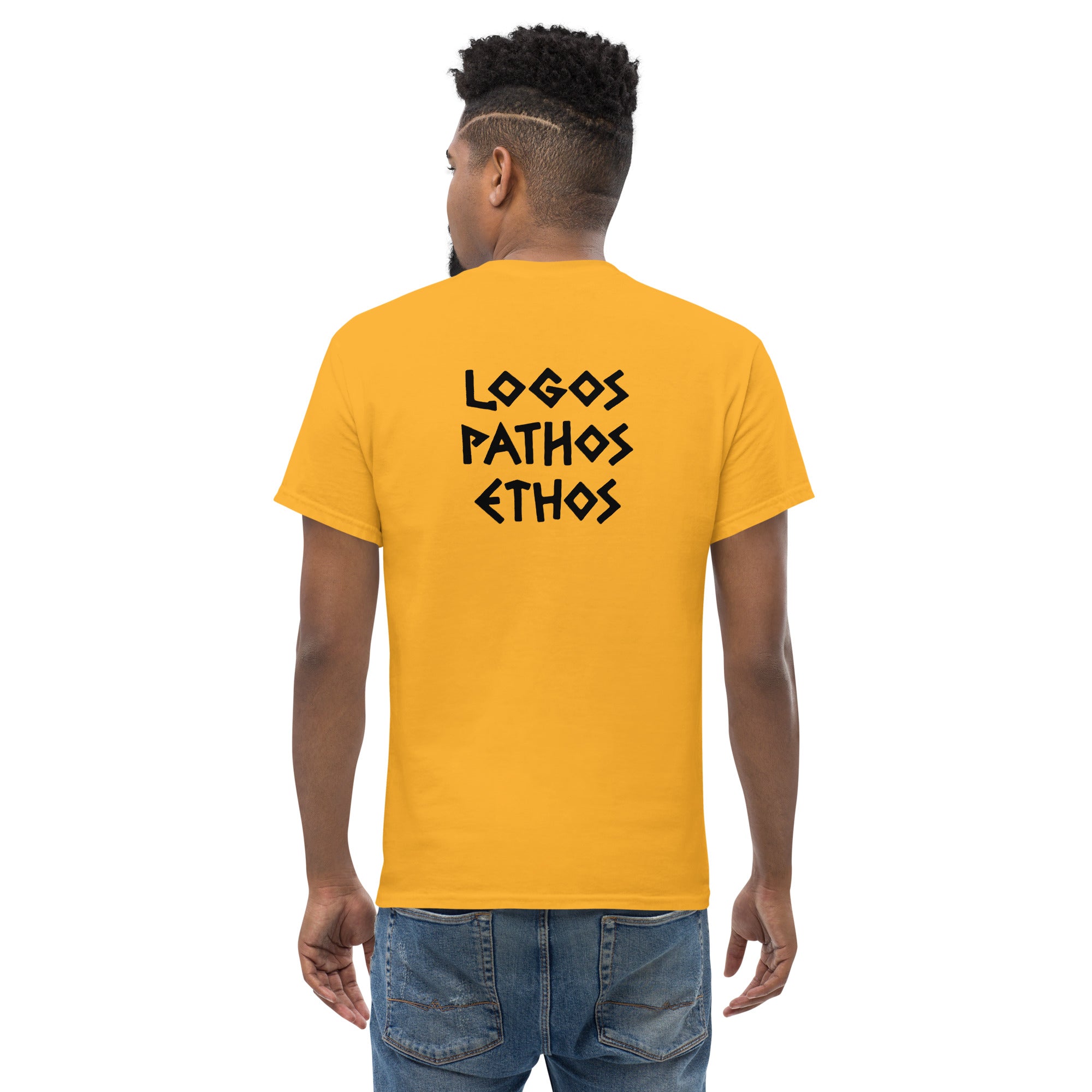 Logos Pathos Ethos - Back Print - Unisex Classic T-Shirt - The Philosopher's Shirt