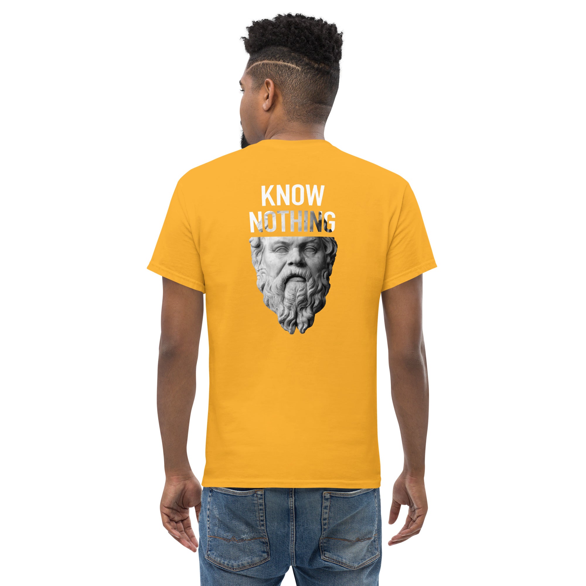 Socrates - Know Nothing - Back Print - Unisex Classic T-Shirt - The Philosopher's Shirt