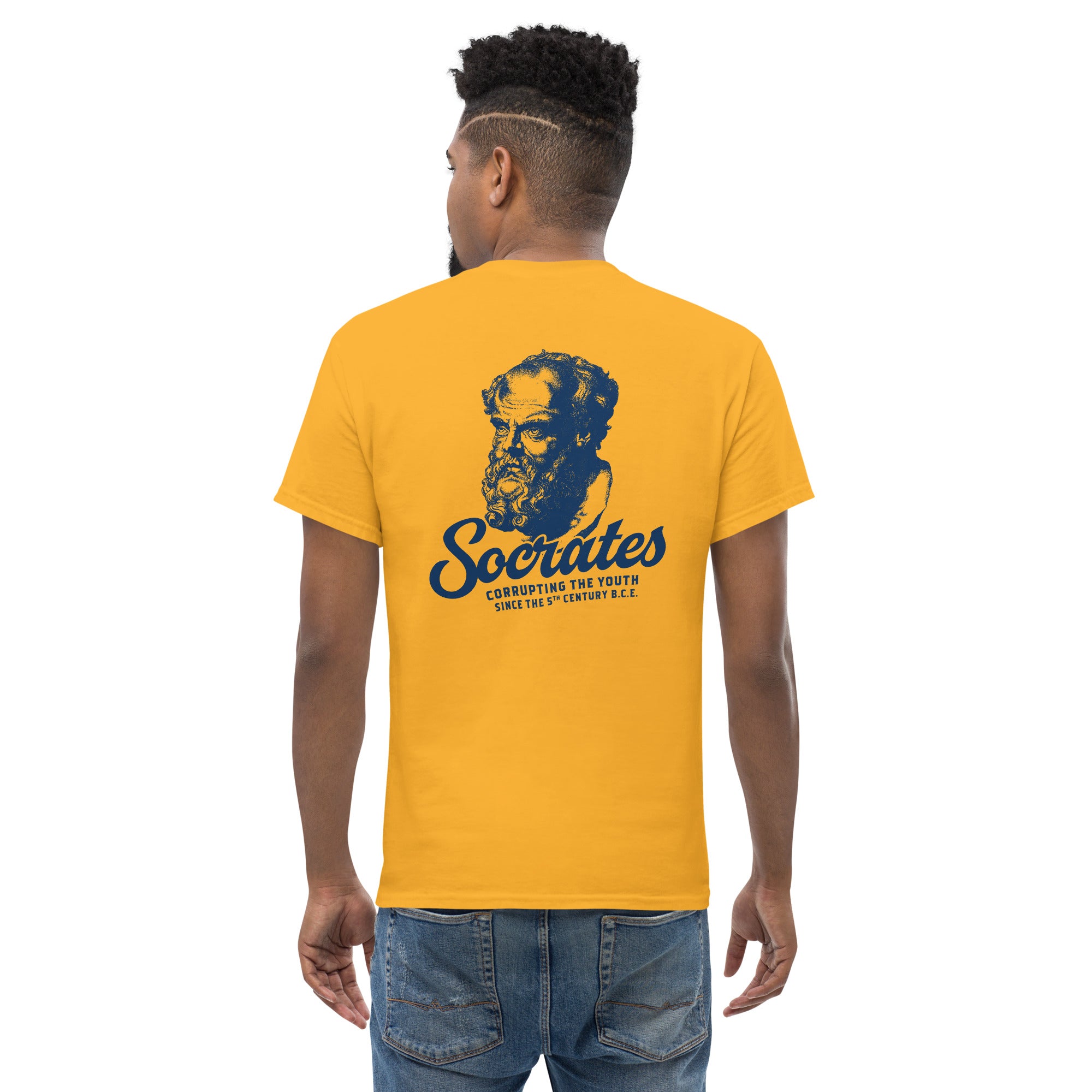 Socrates - Corrupting the youth - Back Print - Unisex Classic T-Shirt - The Philosopher's Shirt