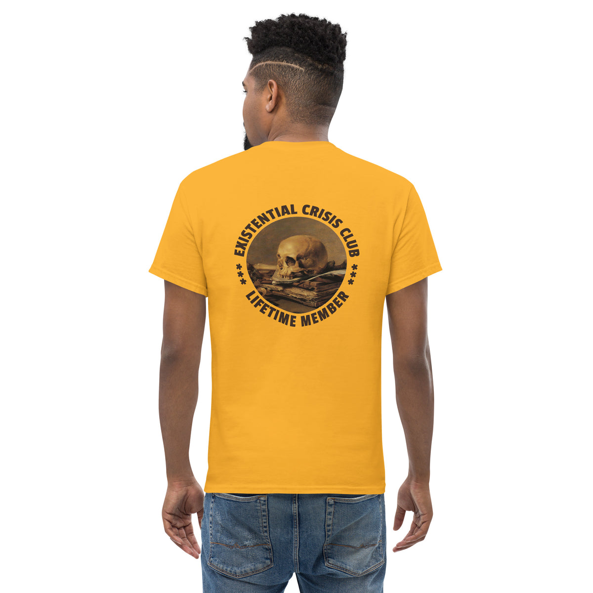 Existential Crisis Club – Lebenslanges Mitglied – Rückseitiger Aufdruck – Unisex Classic T-Shirt  The Philosopher's Shirt