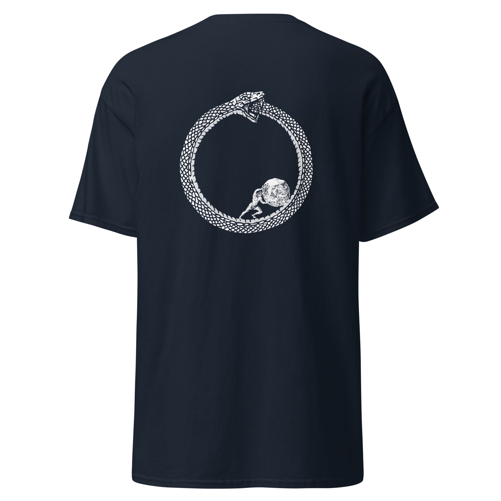 Sisyphus in Ouroboros - Back Print - Unisex Classic T-Shirt - The Philosopher's Shirt