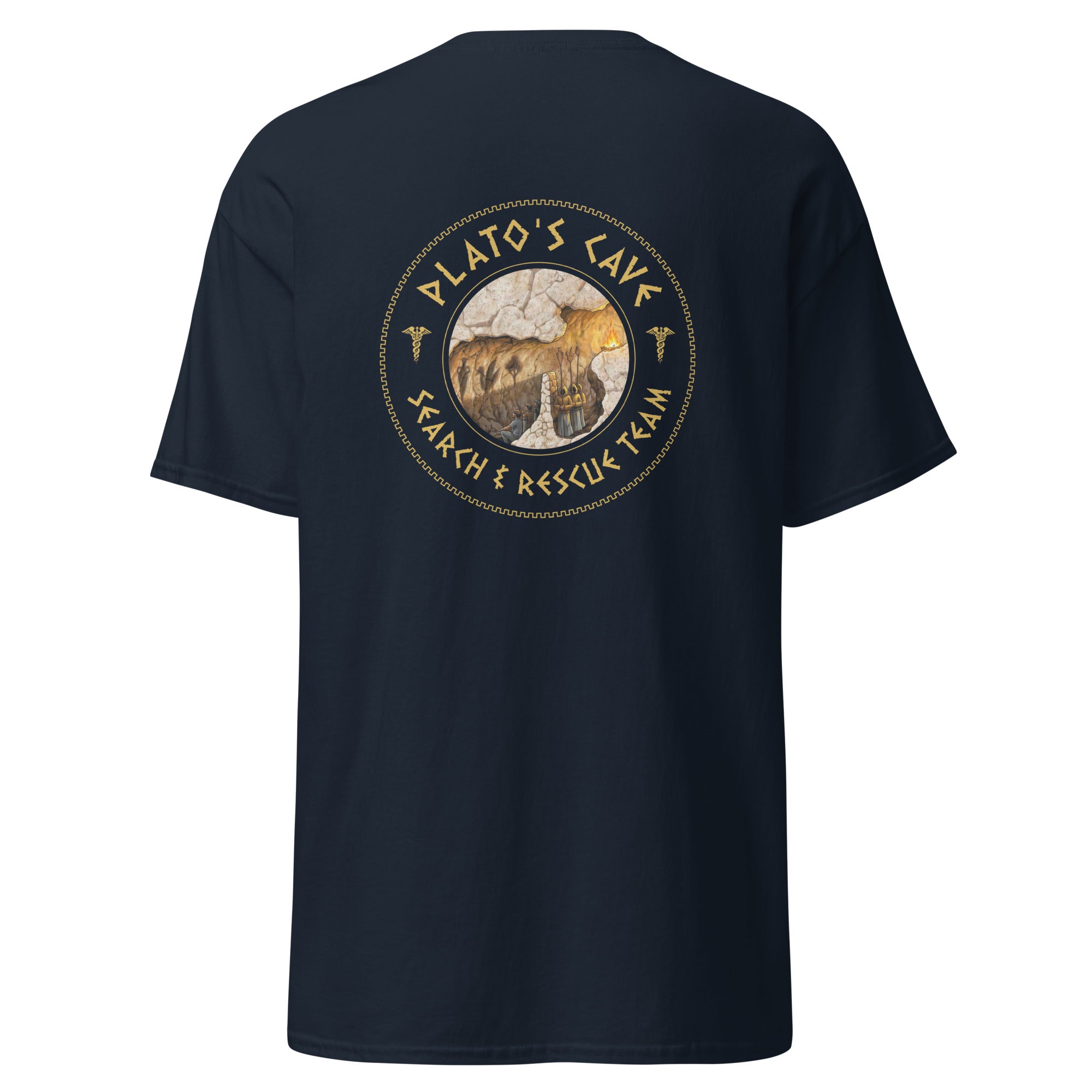 Plato's Cave: Search & Rescue Team - Meme Edition - Back Print - Unisex Classic T-Shirt - The Philosopher's Shirt