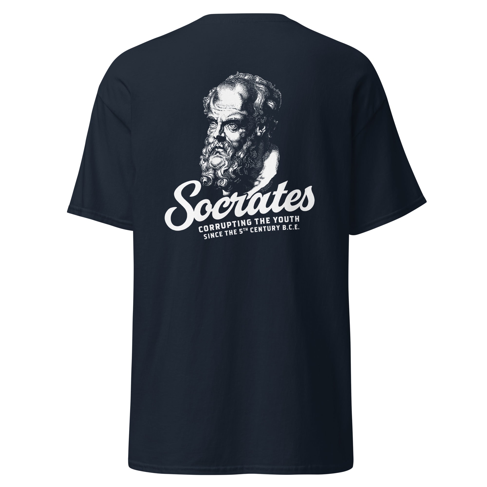 Socrates - Corrupting the youth - Back Print - Unisex Classic T-Shirt - The Philosopher's Shirt