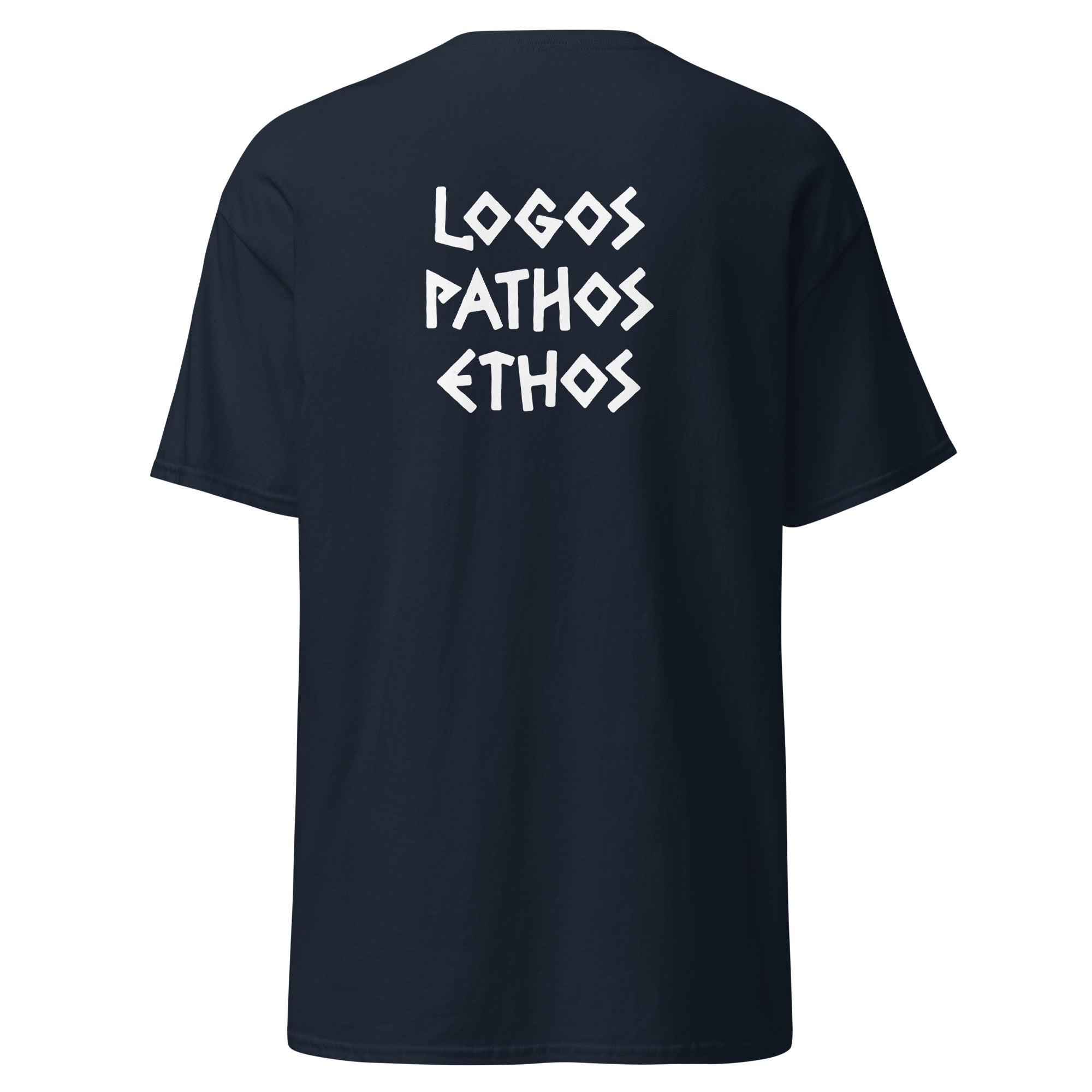 Logos Pathos Ethos - Back Print - Unisex Classic T-Shirt - The Philosopher's Shirt