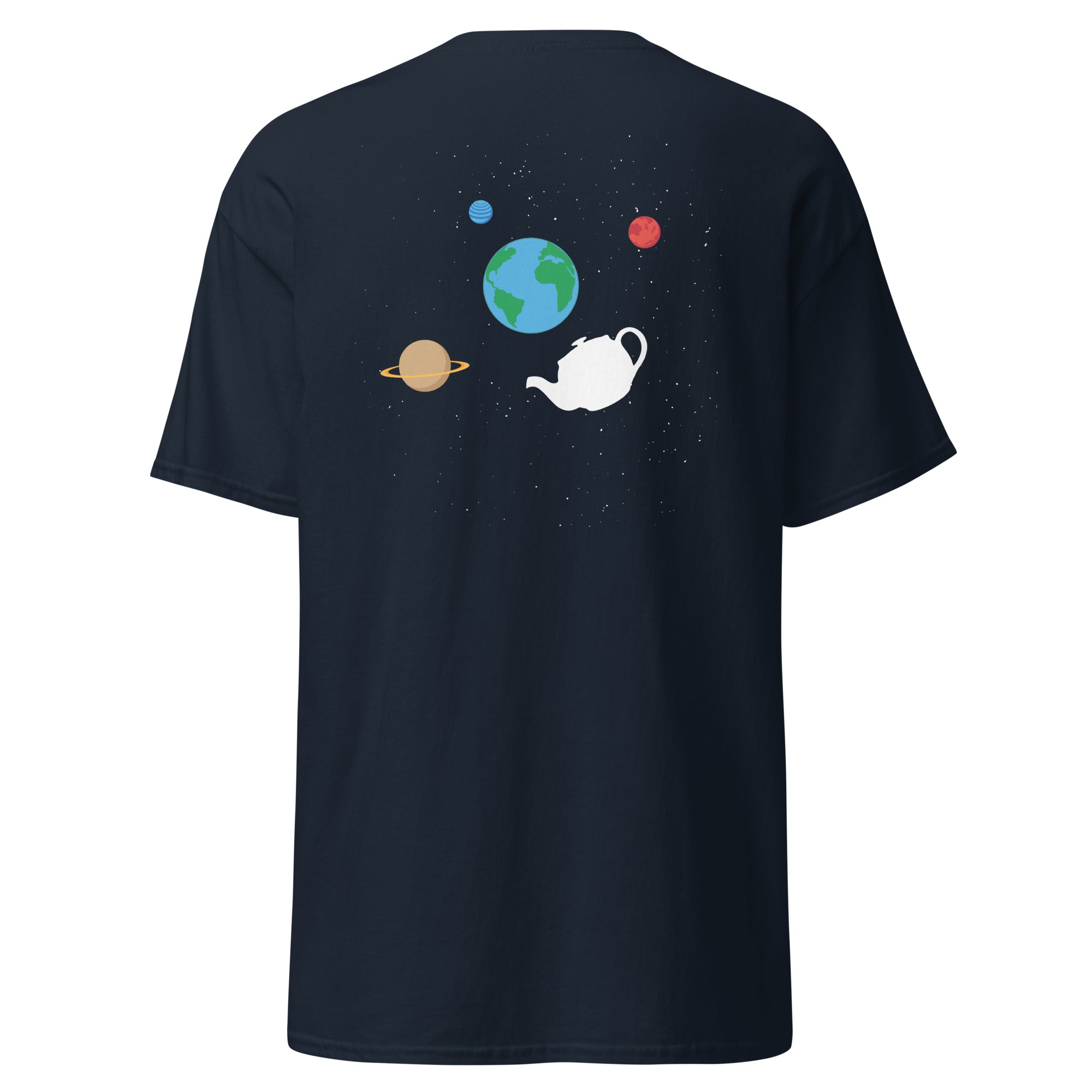 Russell's Teapot Floating in Space - Back Print - Unisex Classic T-Shirt - The Philosopher's Shirt