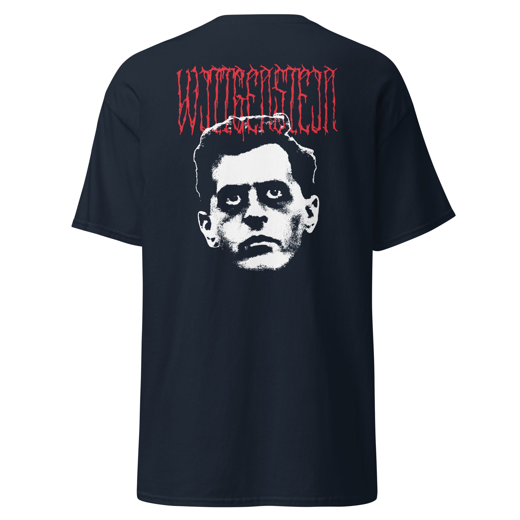 Metal Philosophers - Wittgenstein - Back Print - Unisex Classic T-Shirt - The Philosopher's Shirt