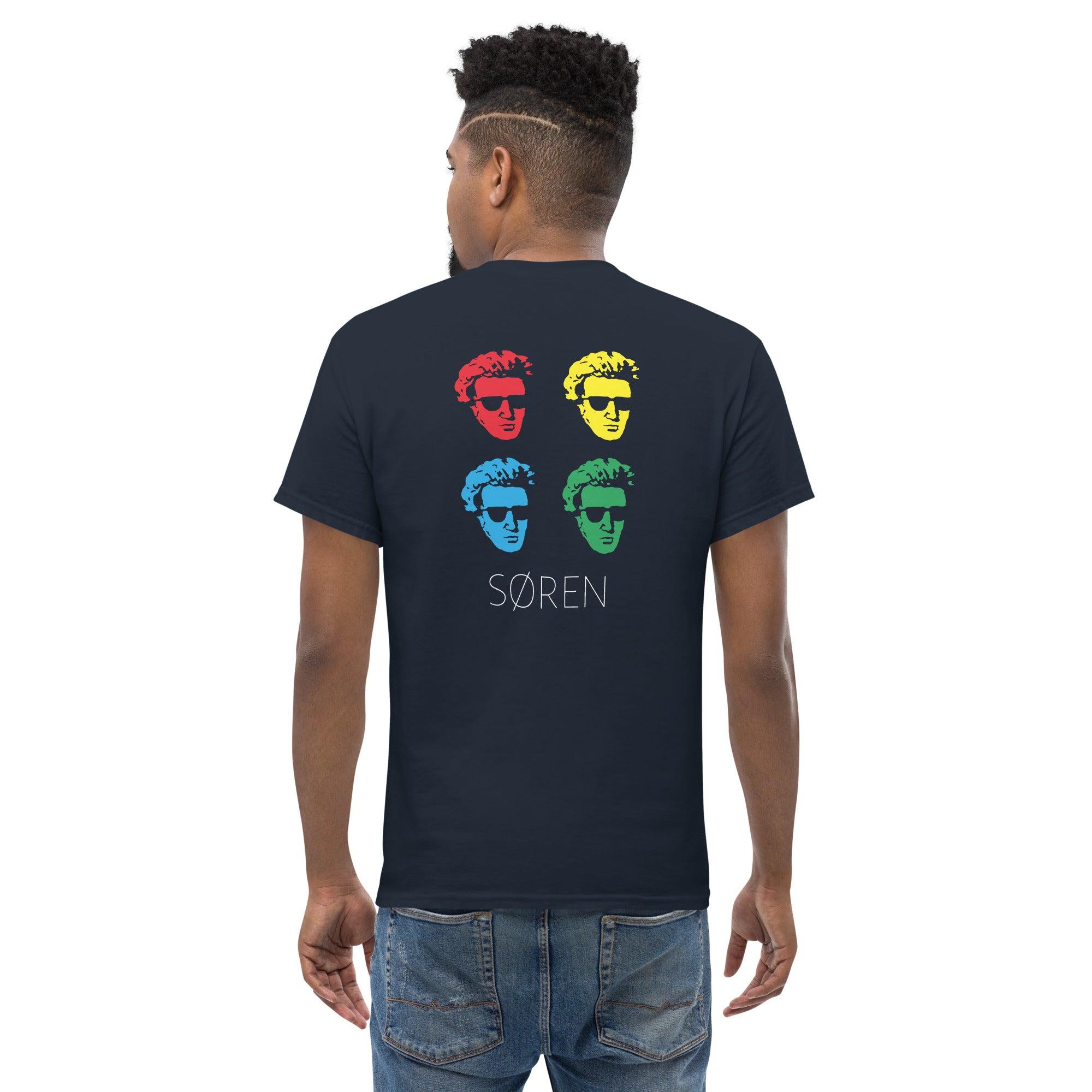 Soeren Kierkegaard Pop Art - Back Print - Unisex Classic T-Shirt - The Philosopher's Shirt