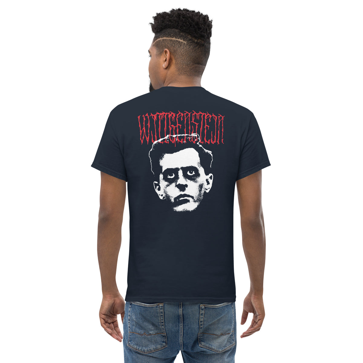 Metal Philosophers - Wittgenstein - Back Print - Unisex Classic T-Shirt - The Philosopher's Shirt