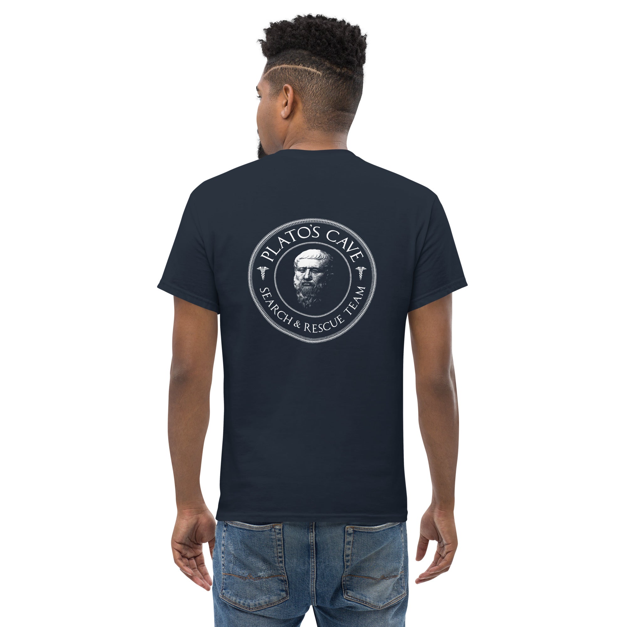Plato's Cave: Search & Rescue Team - Back Print - Unisex Classic T-Shirt - The Philosopher's Shirt