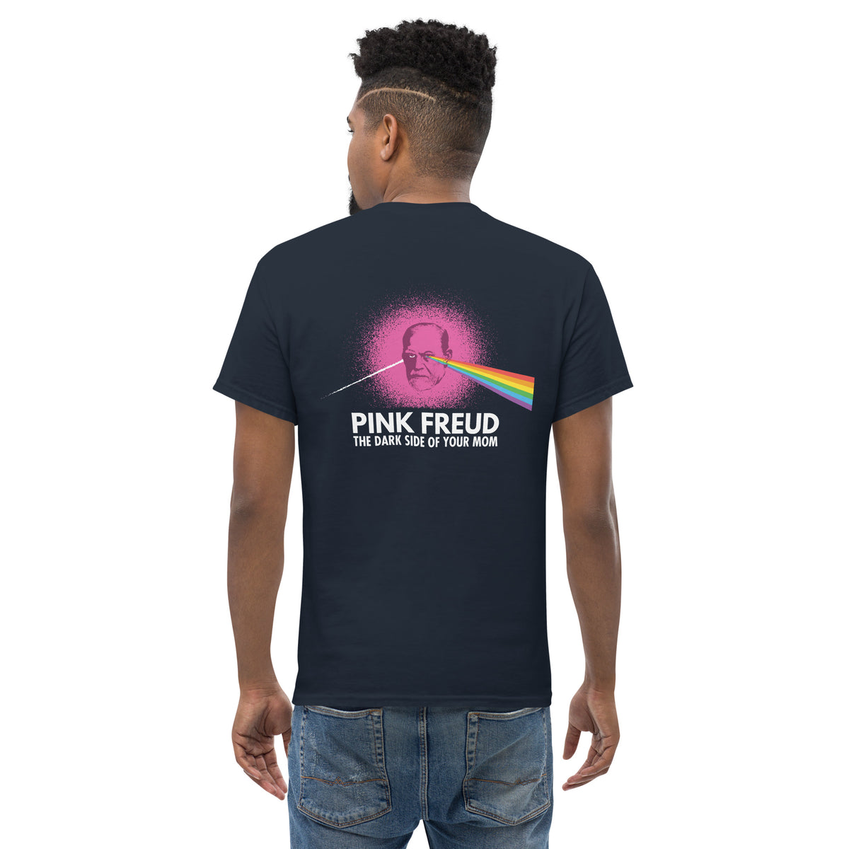 Pink Freud - The Dark Side Of Your Mom - Back Print - Unisex Classic T-Shirt - The Philosopher's Shirt