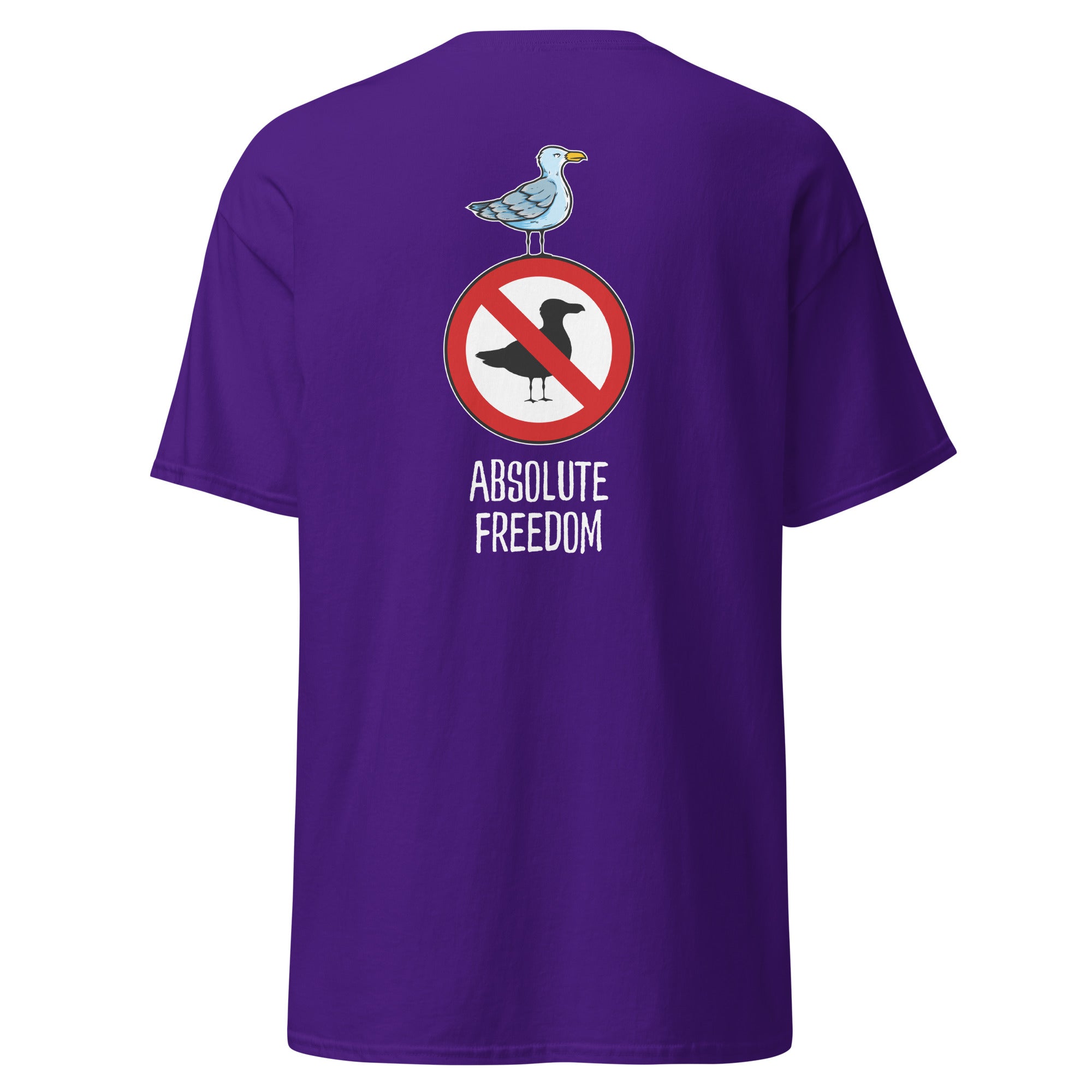 Sartre - Absolute Freedom Seagull - Back Print - Unisex Classic T-Shirt - The Philosopher's Shirt