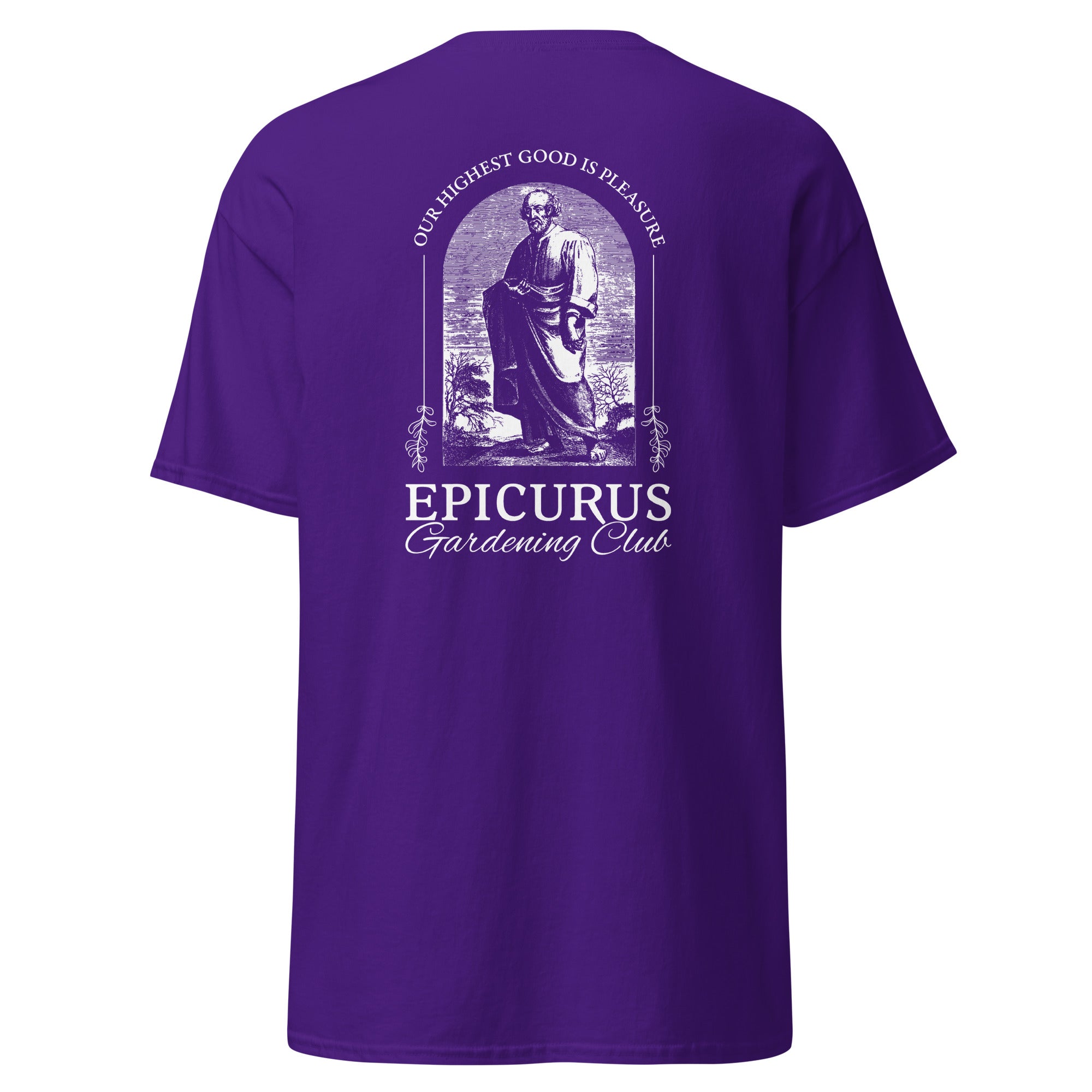Epicurus Gardening Club - Back Print - Unisex Classic T-Shirt - The Philosopher's Shirt