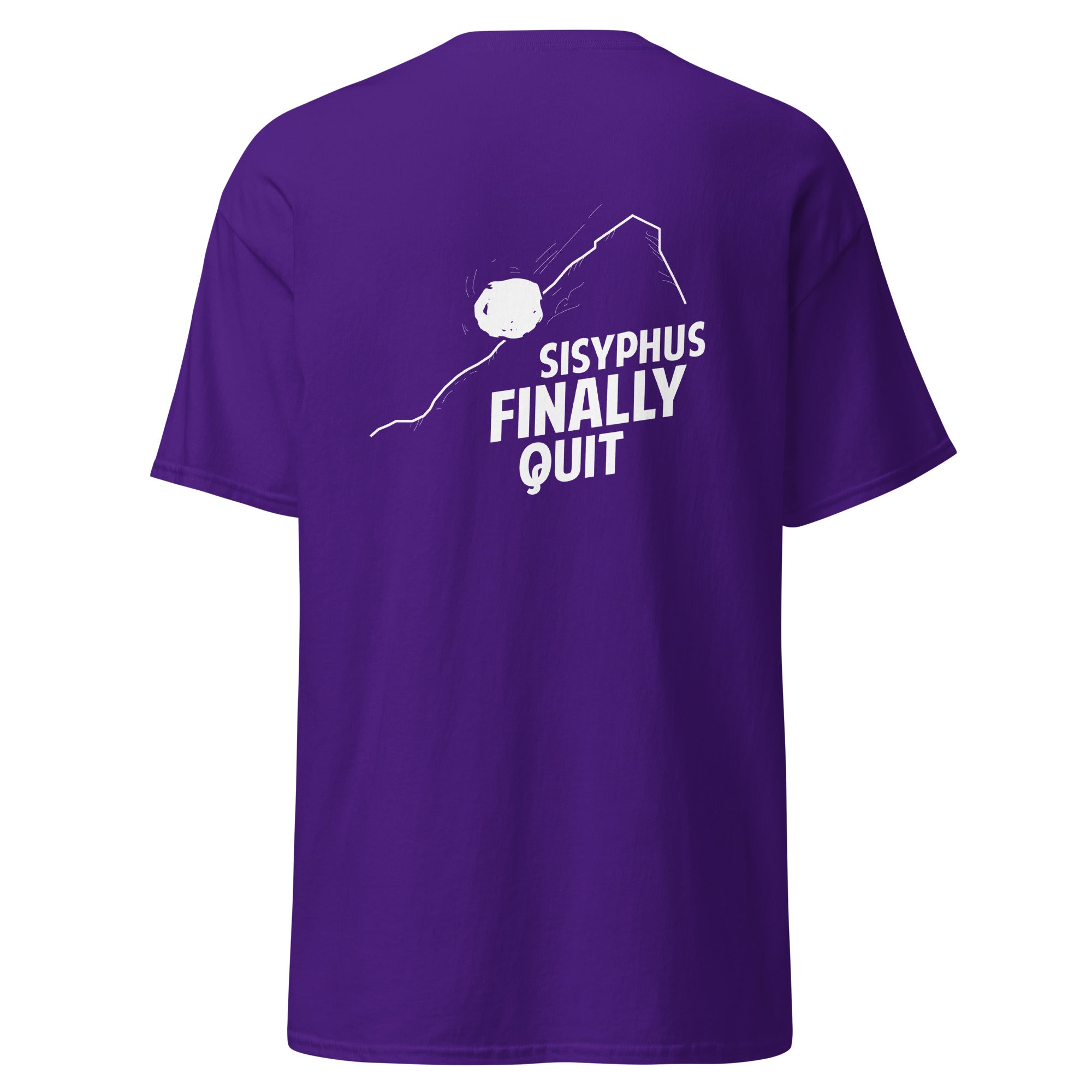 Camus - Sisyphus Finally Quit - Back Print - Unisex Classic T-Shirt - The Philosopher's Shirt