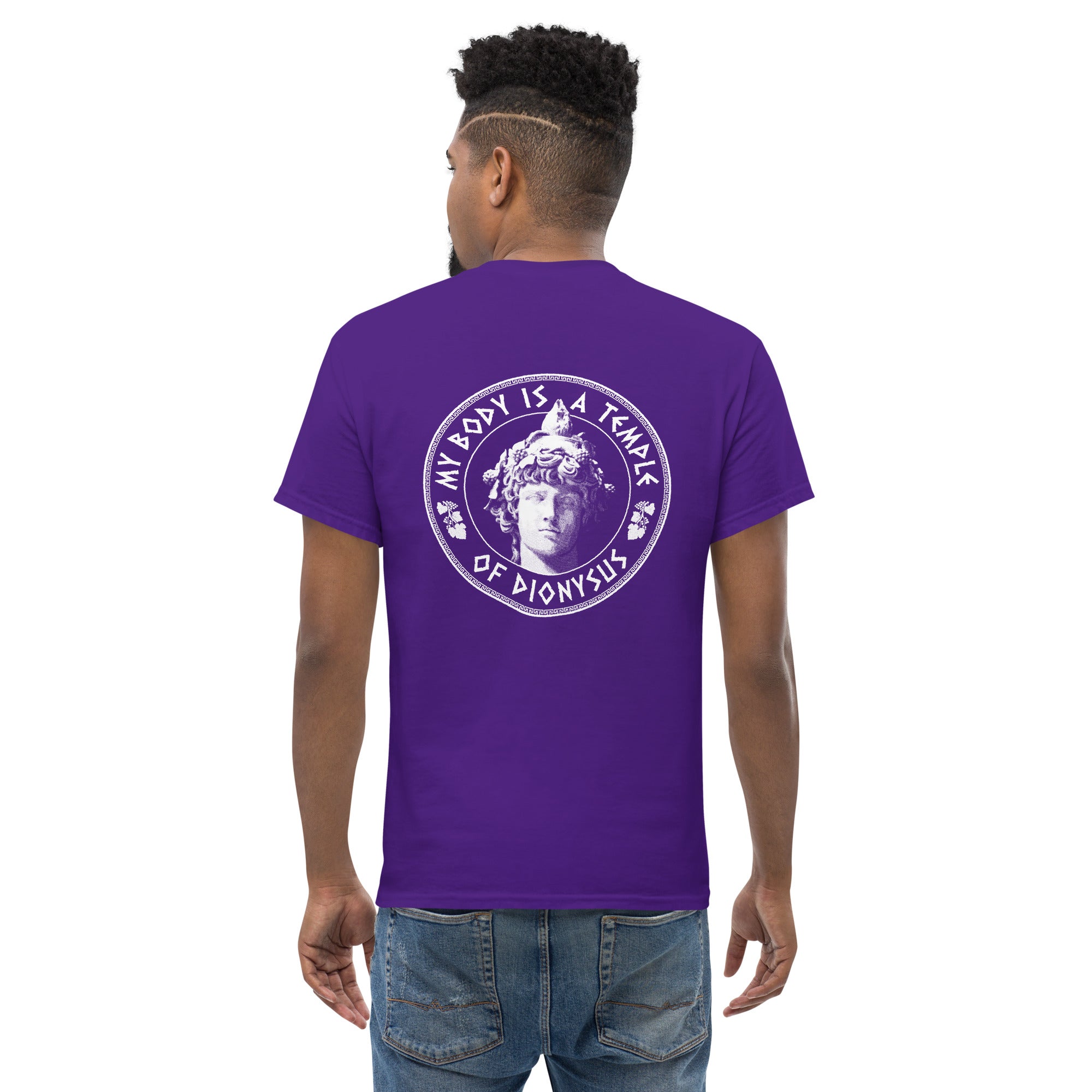 My Body Is A Temple Of Dionysos - Back Print - Unisex Classic T-Shirt - The Philosopher's Shirt