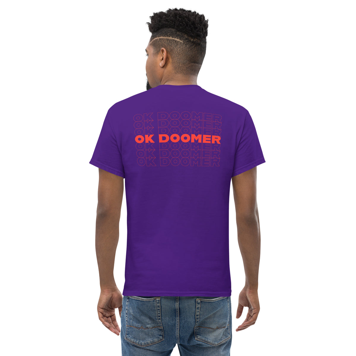 OK DOOMER - Back Print - Unisex Classic T-Shirt - The Philosopher's Shirt