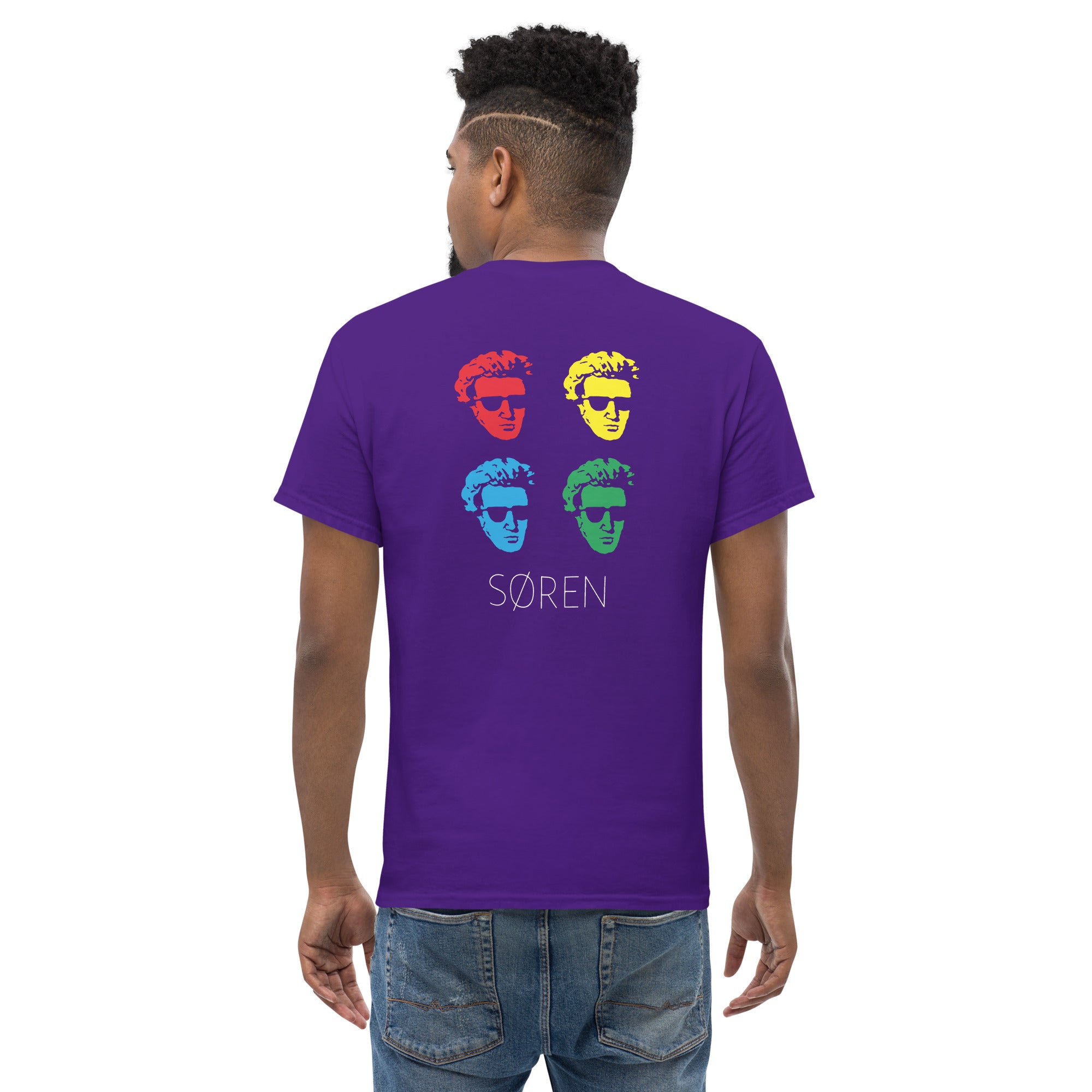 Soeren Kierkegaard Pop Art - Back Print - Unisex Classic T-Shirt - The Philosopher's Shirt