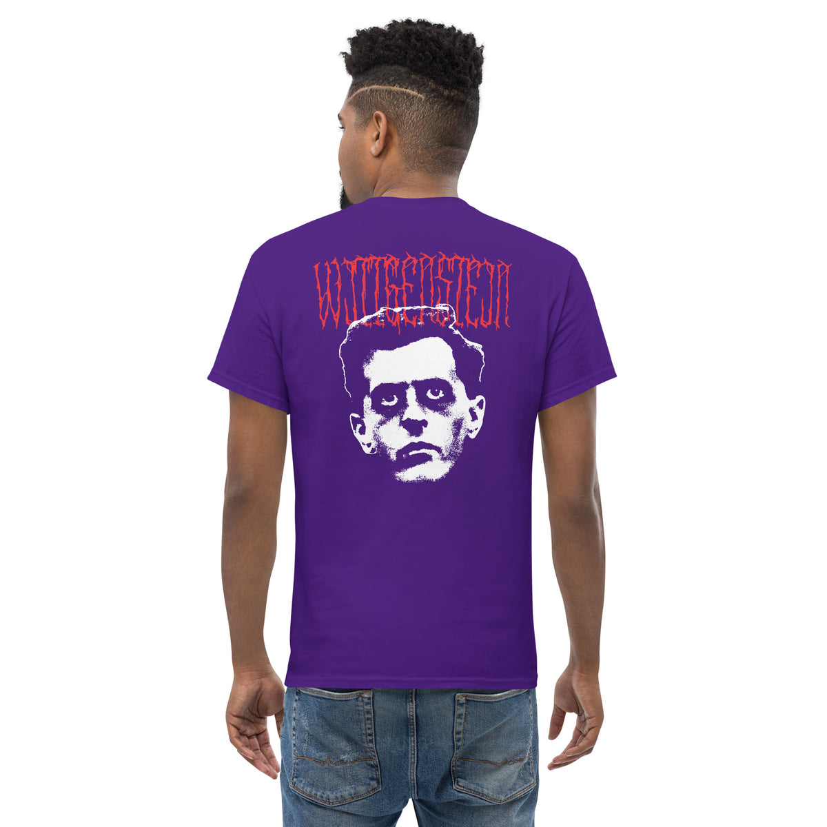 Metal Philosophers - Wittgenstein - Back Print - Unisex Classic T-Shirt - The Philosopher's Shirt