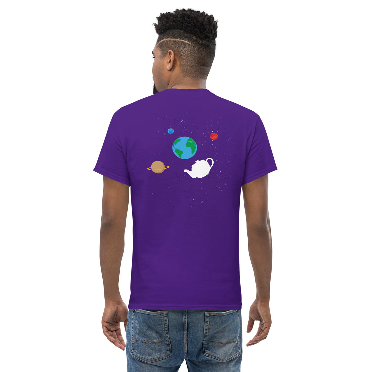 Russell's Teapot Floating in Space - Back Print - Unisex Classic T-Shirt - The Philosopher's Shirt