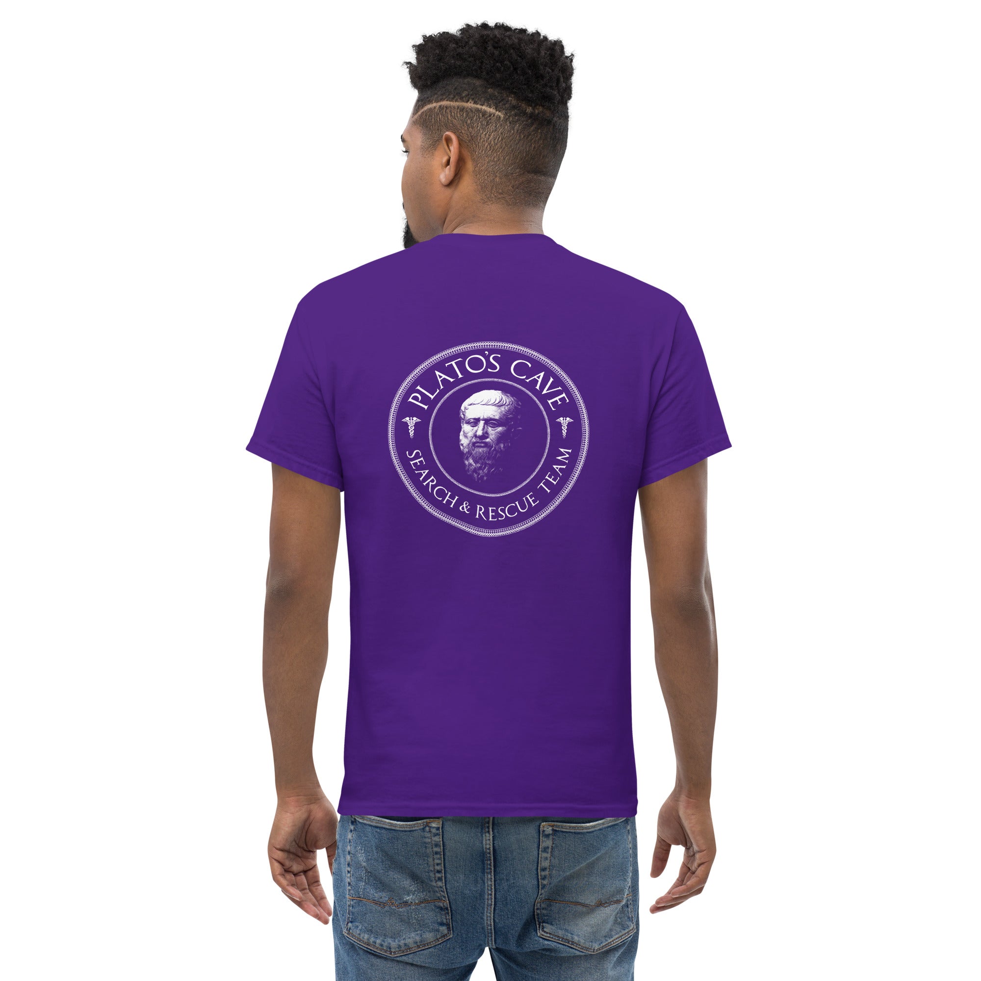 Plato's Cave: Search & Rescue Team - Back Print - Unisex Classic T-Shirt - The Philosopher's Shirt