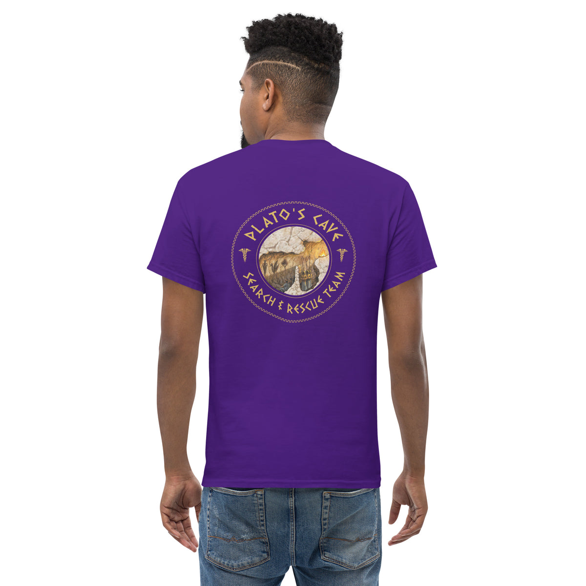 Plato's Cave: Search & Rescue Team - Meme Edition - Back Print - Unisex Classic T-Shirt - The Philosopher's Shirt