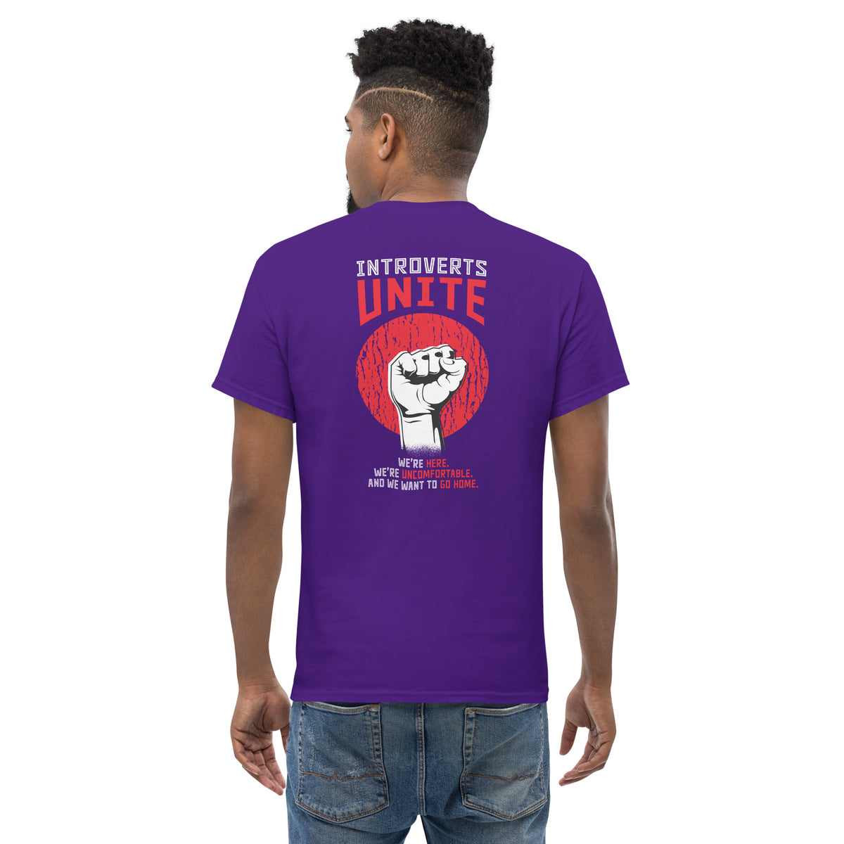 Introvertierte, vereinigt euch! – Rückseitiger Aufdruck – Unisex Classic T-Shirt  The Philosopher's Shirt