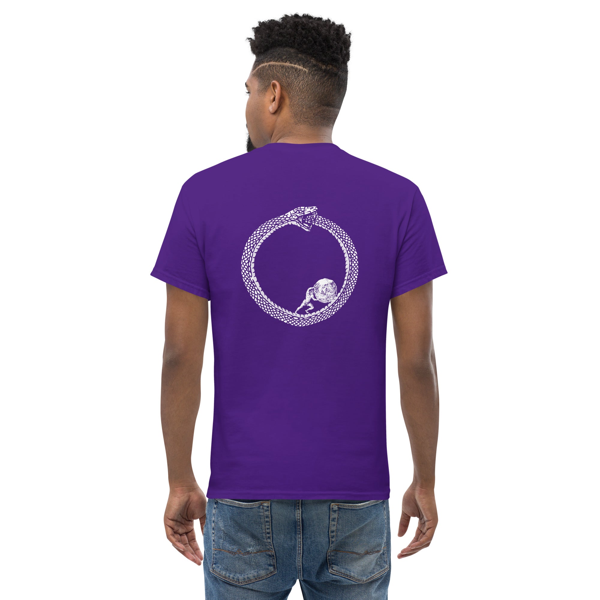 Sisyphus in Ouroboros - Back Print - Unisex Classic T-Shirt - The Philosopher's Shirt