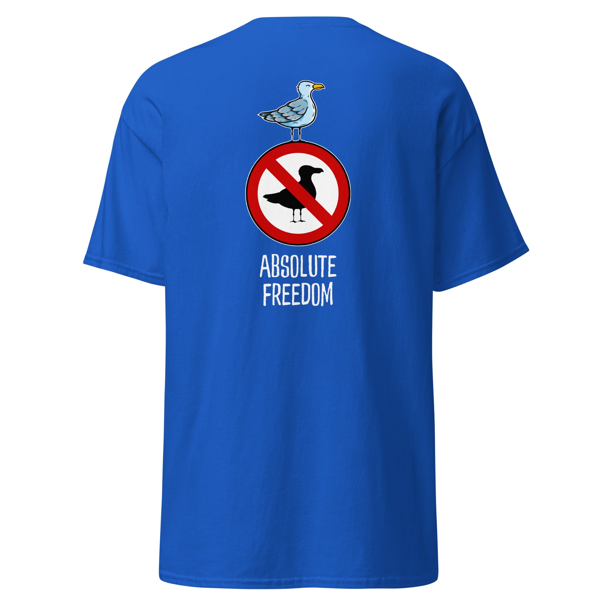 Sartre - Absolute Freedom Seagull - Back Print - Unisex Classic T-Shirt - The Philosopher's Shirt
