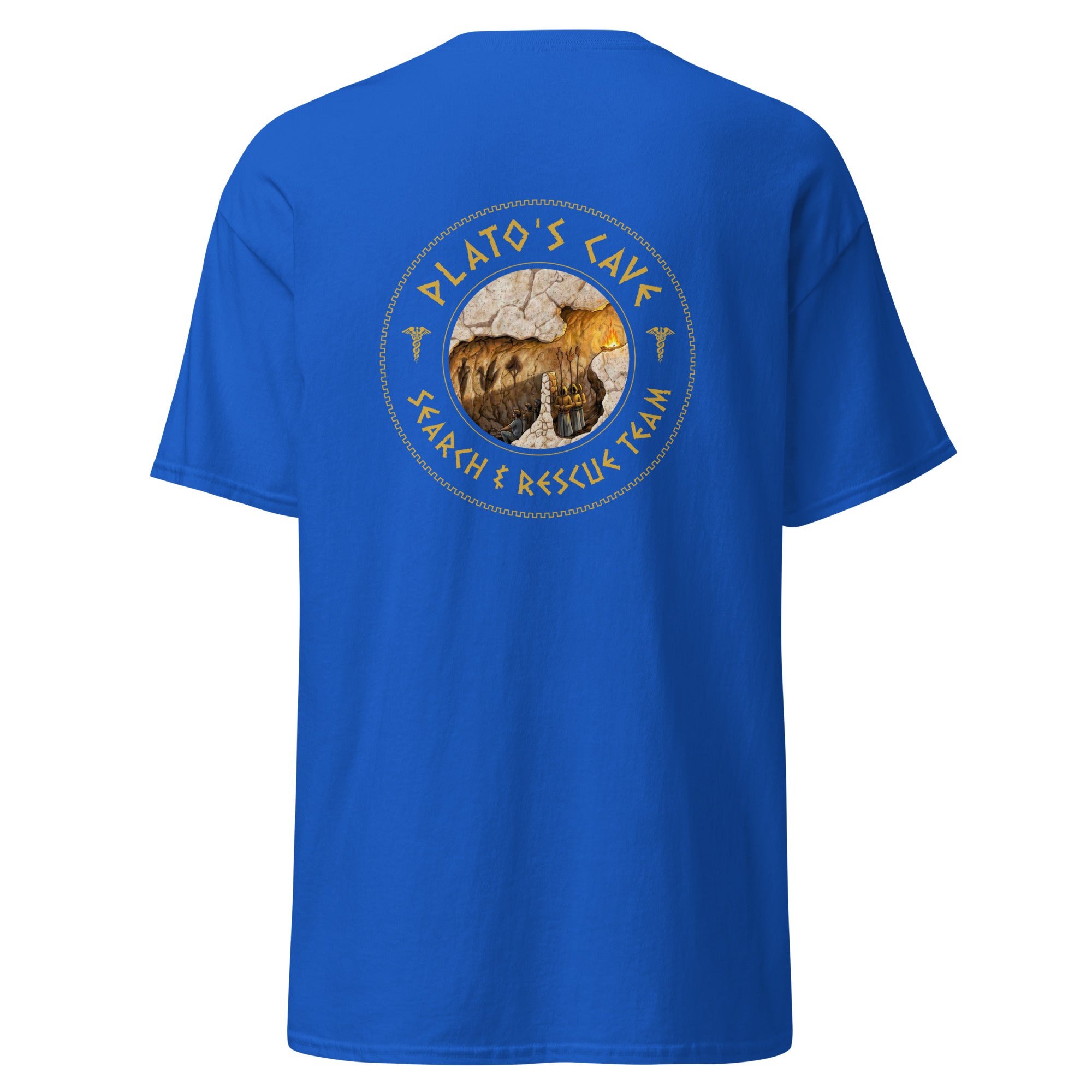 Plato's Cave: Search & Rescue Team - Meme Edition - Back Print - Unisex Classic T-Shirt - The Philosopher's Shirt