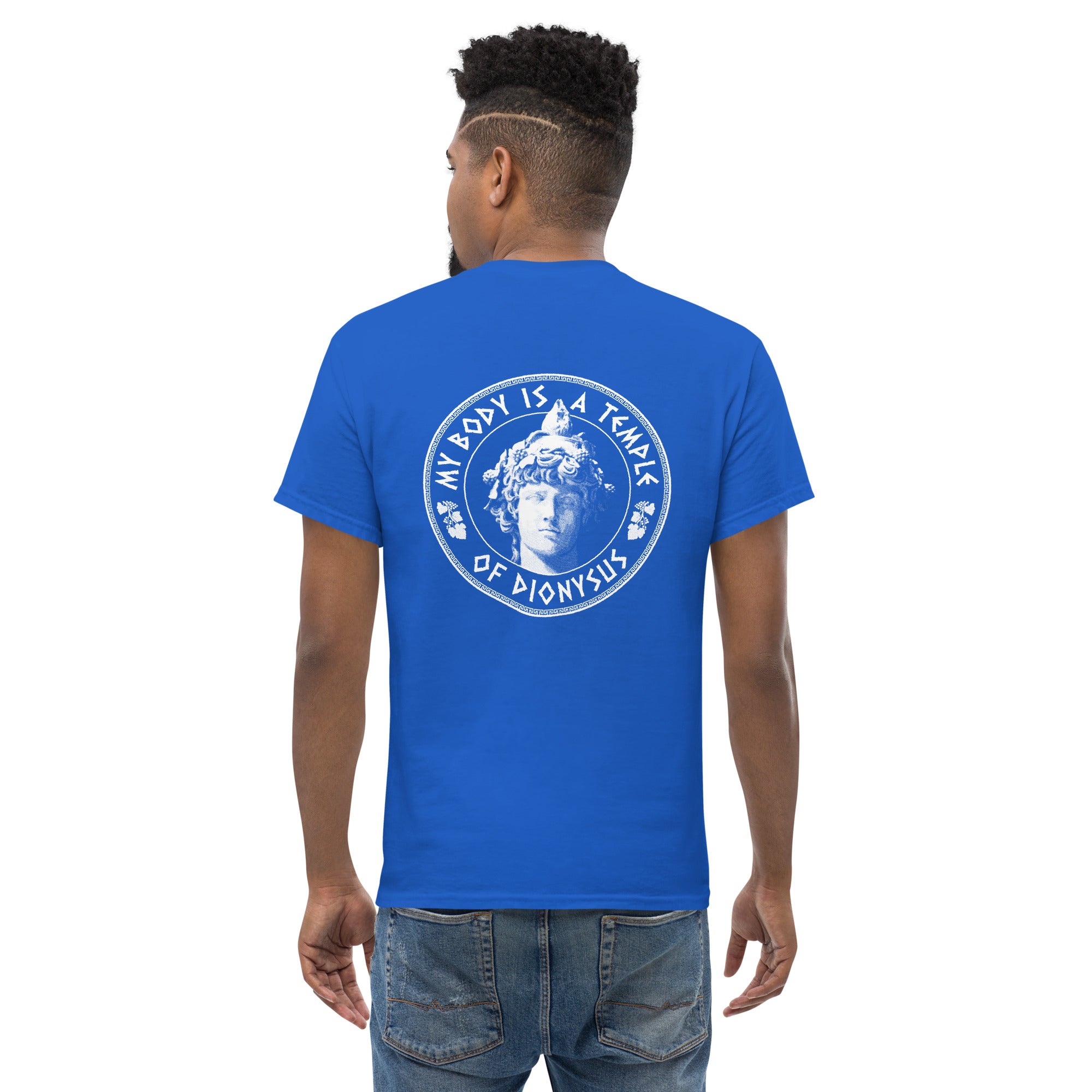My Body Is A Temple Of Dionysos - Back Print - Unisex Classic T-Shirt - The Philosopher's Shirt
