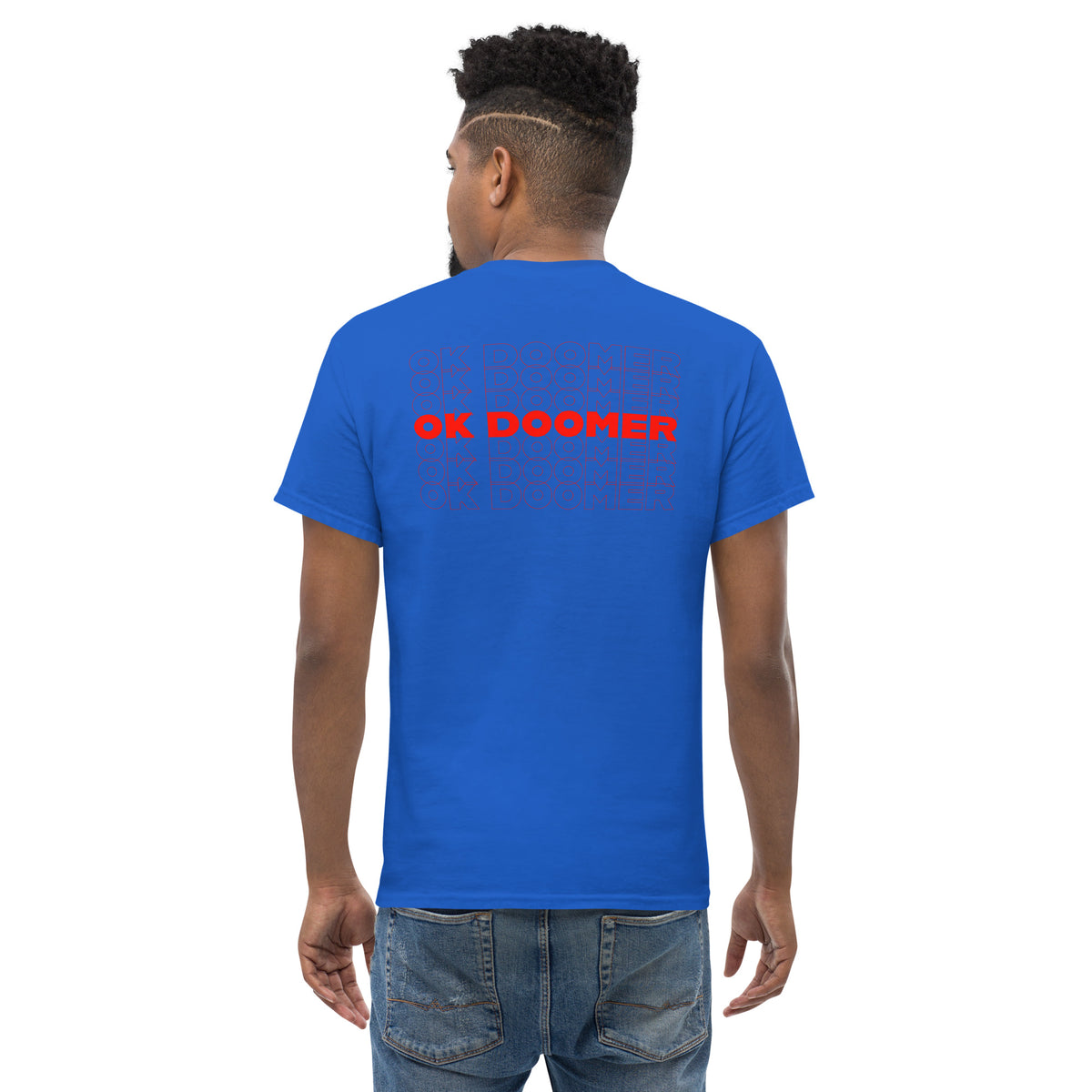 OK DOOMER - Back Print - Unisex Classic T-Shirt - The Philosopher's Shirt
