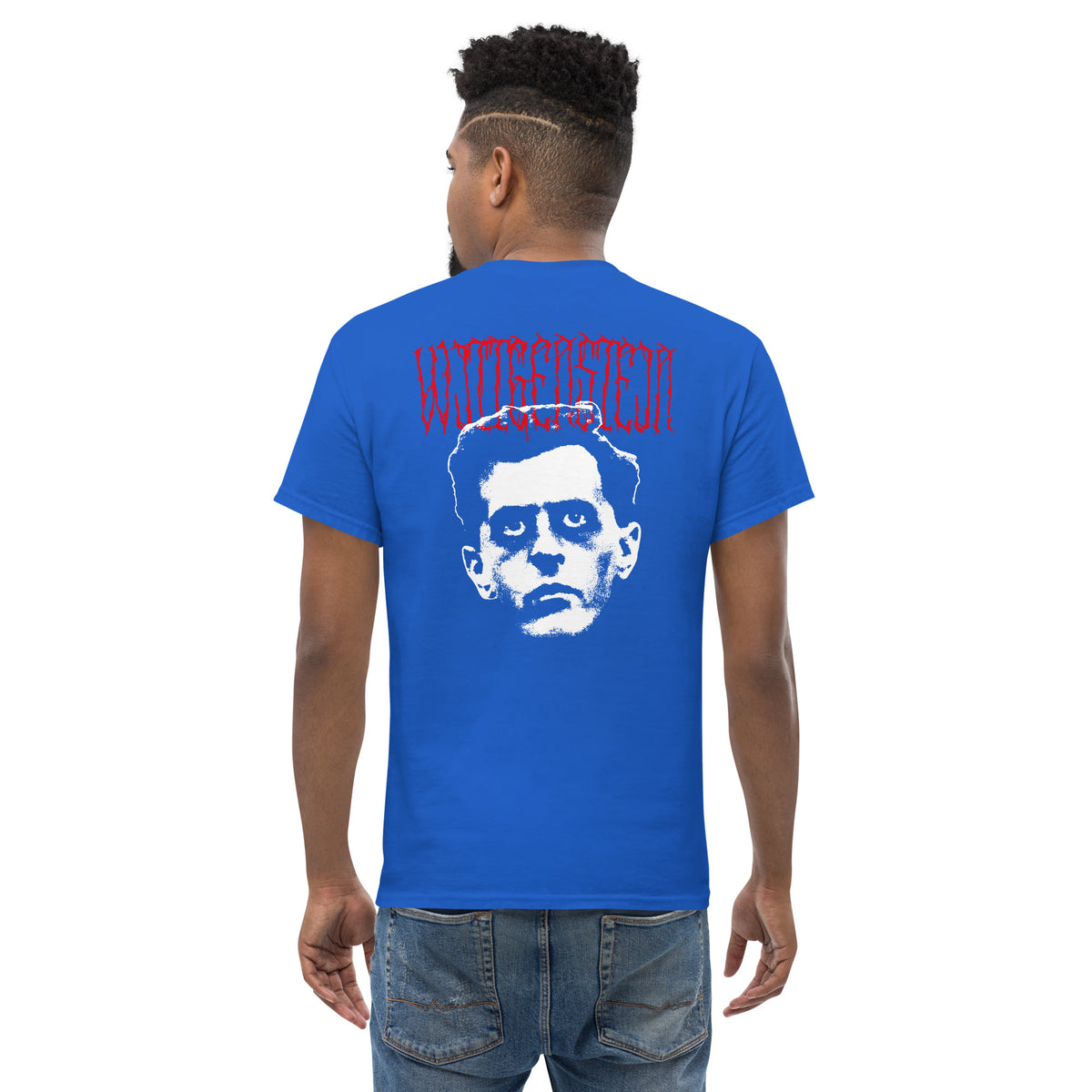 Metal Philosophers - Wittgenstein - Back Print - Unisex Classic T-Shirt - The Philosopher's Shirt