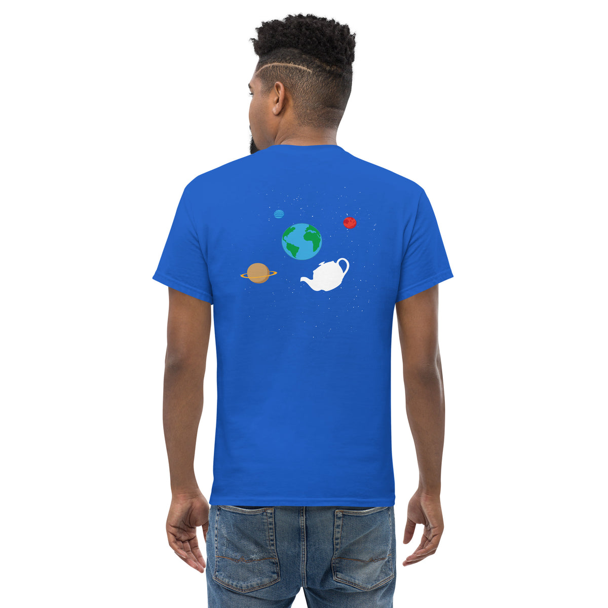 Russell's Teapot Floating in Space - Back Print - Unisex Classic T-Shirt - The Philosopher's Shirt