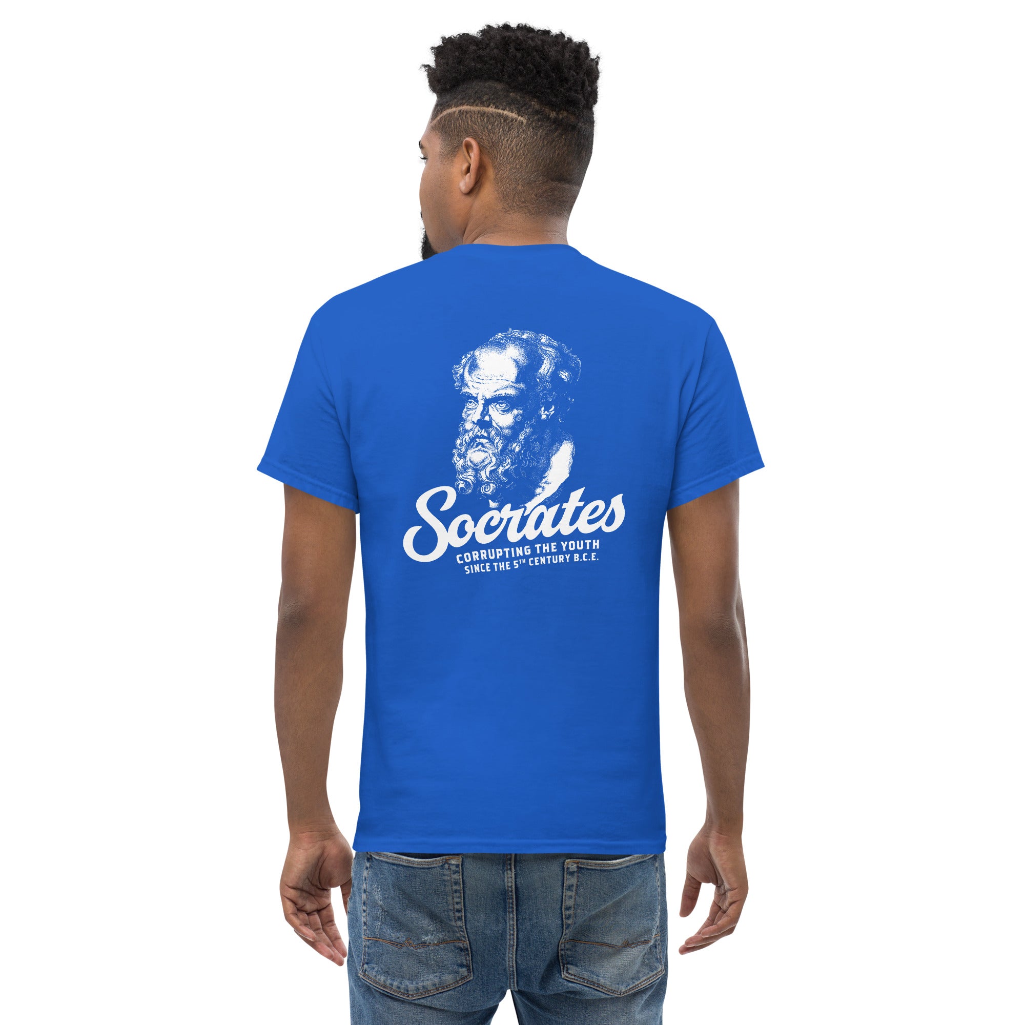 Socrates - Corrupting the youth - Back Print - Unisex Classic T-Shirt - The Philosopher's Shirt