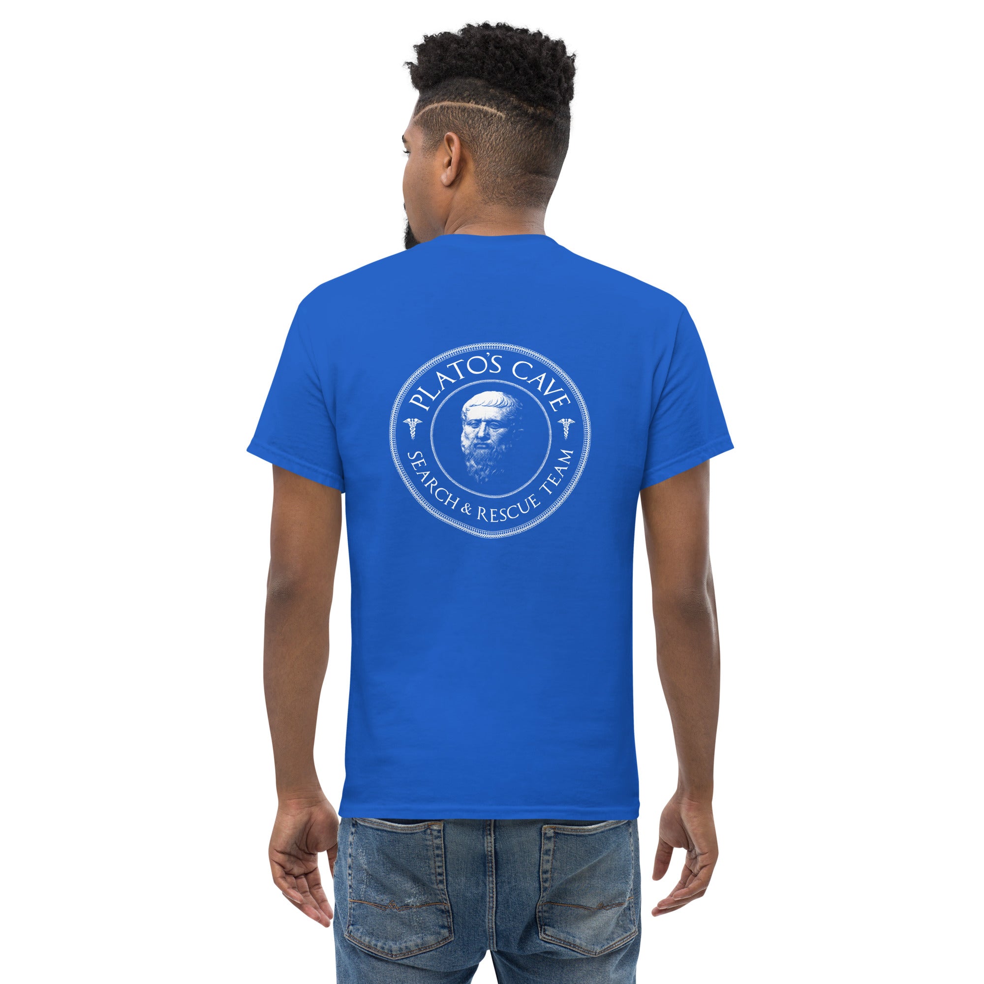 Plato's Cave: Search & Rescue Team - Back Print - Unisex Classic T-Shirt - The Philosopher's Shirt