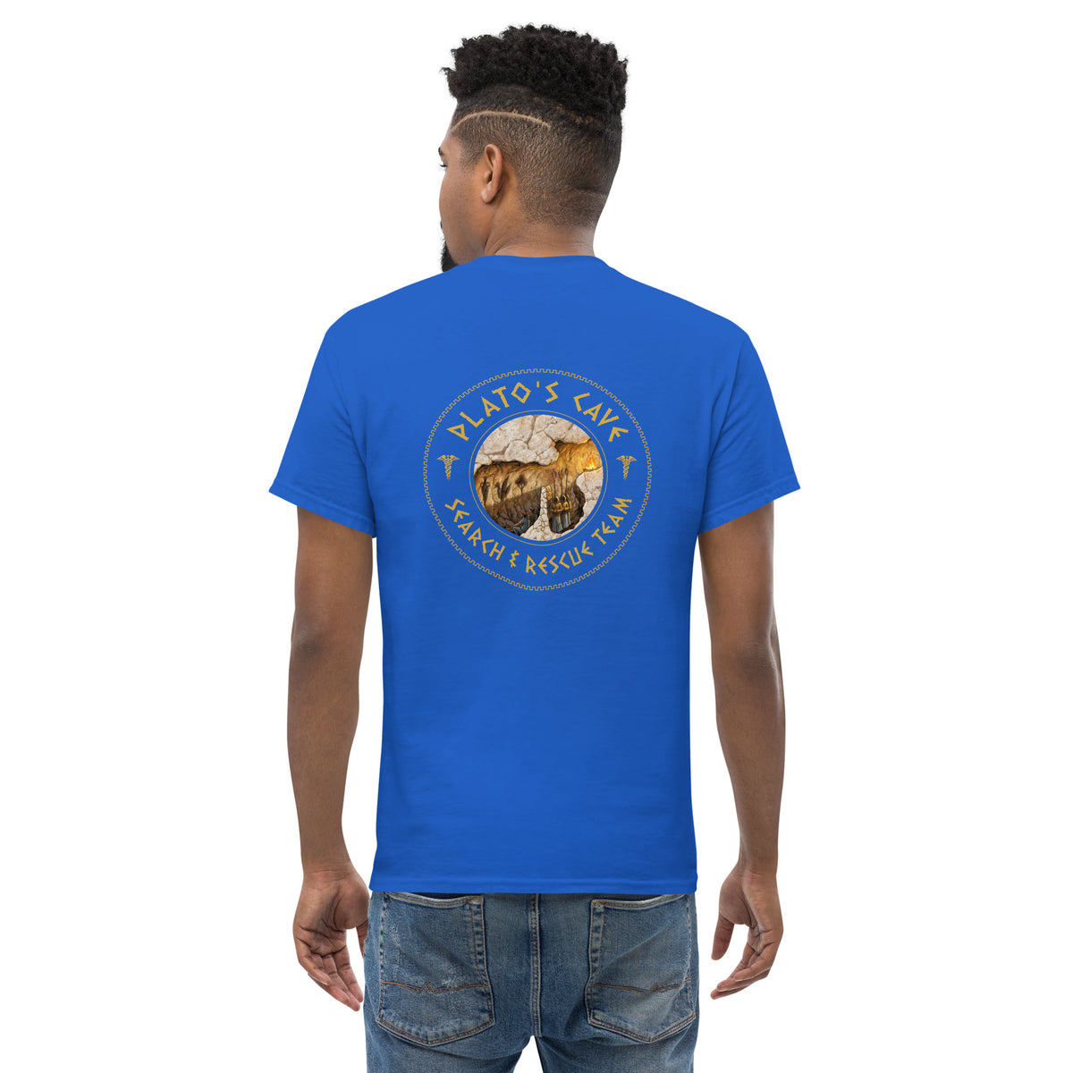 Plato's Cave: Search & Rescue Team - Meme Edition - Back Print - Unisex Classic T-Shirt - The Philosopher's Shirt