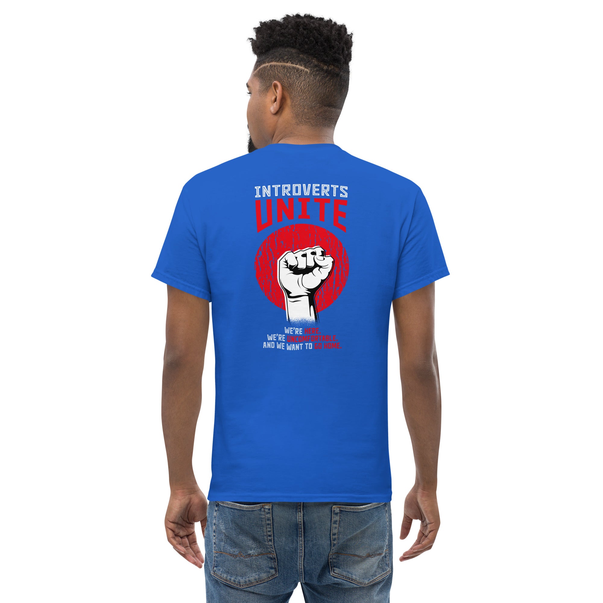 Introverts unite! - Back Print - Unisex Classic T-Shirt - The Philosopher's Shirt