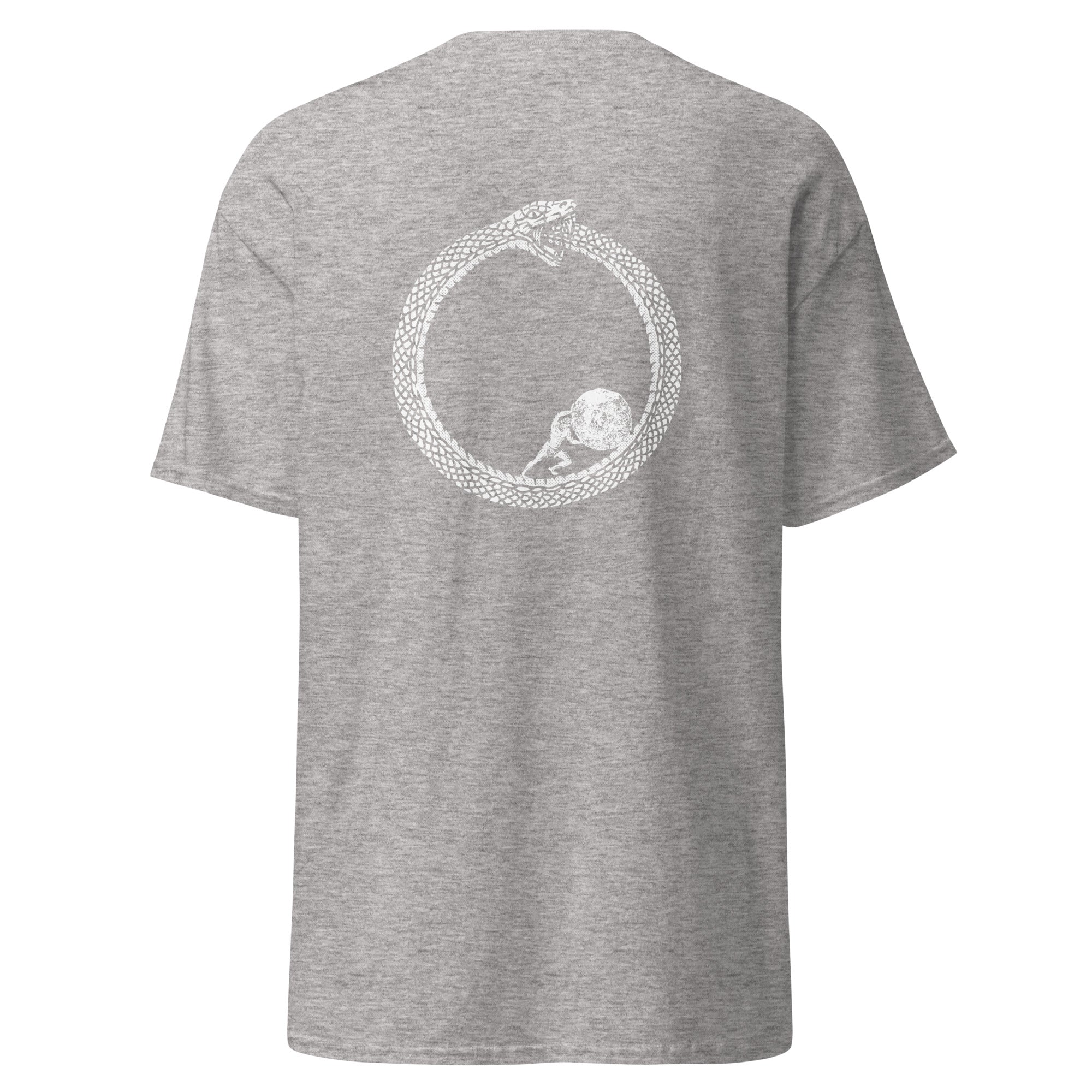 Sisyphus in Ouroboros - Back Print - Unisex Classic T-Shirt - The Philosopher's Shirt