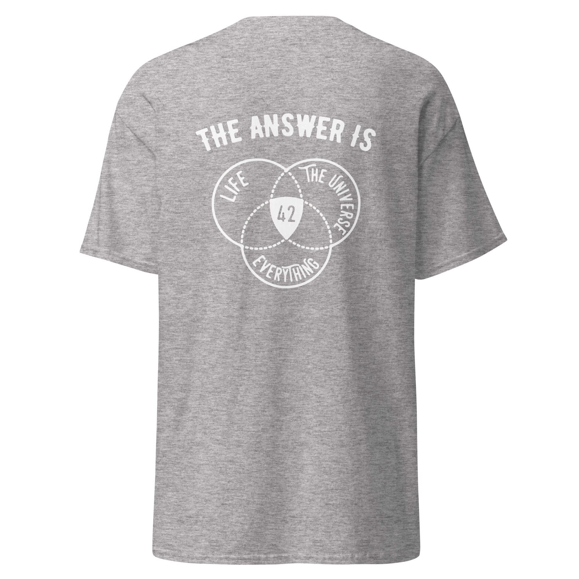 The Answer Is Always 42 - Back Print - Unisex Classic T-Shirt - The Philosopher's Shirt