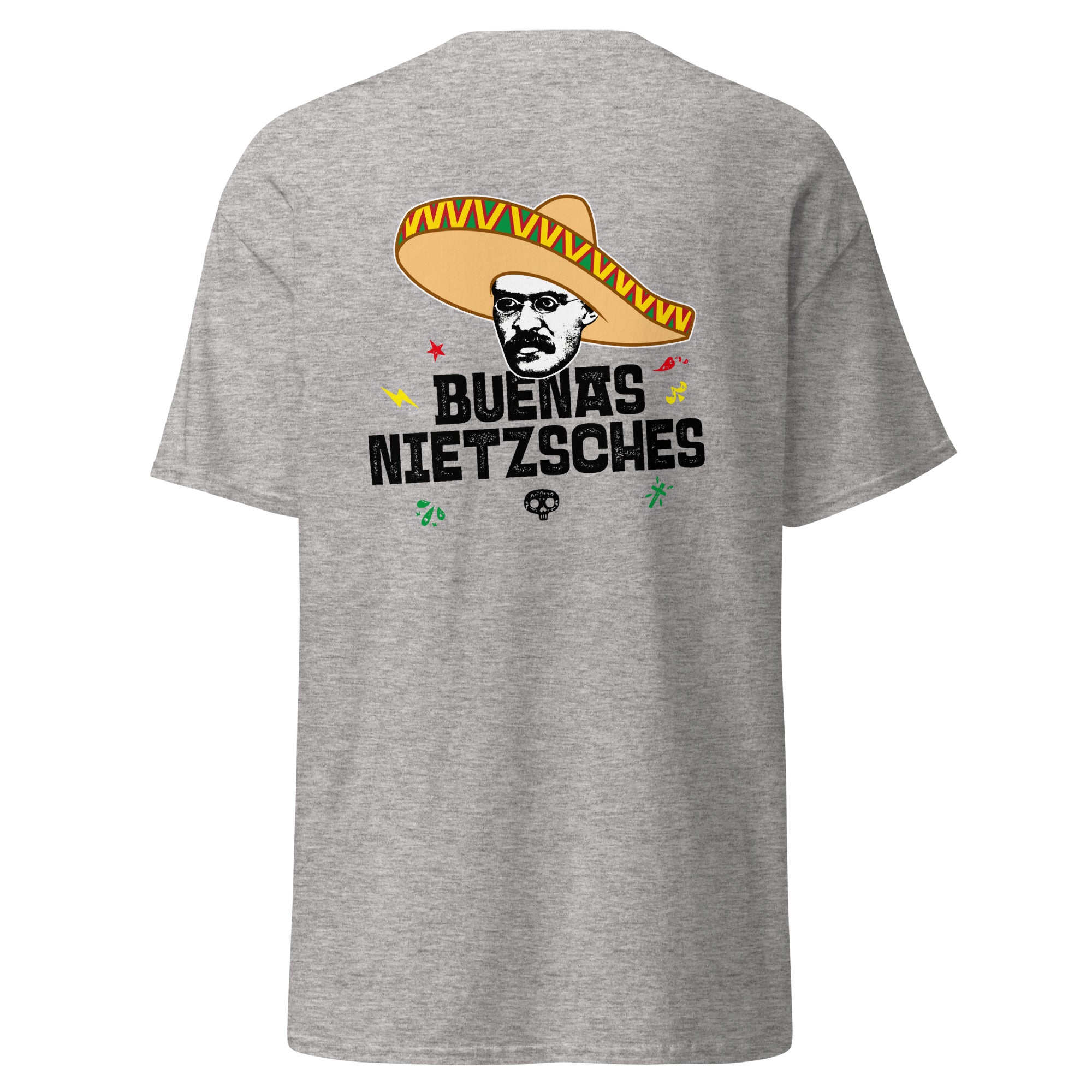 Buenas Nietzsches - Back Print - Unisex Classic T-Shirt - The Philosopher's Shirt